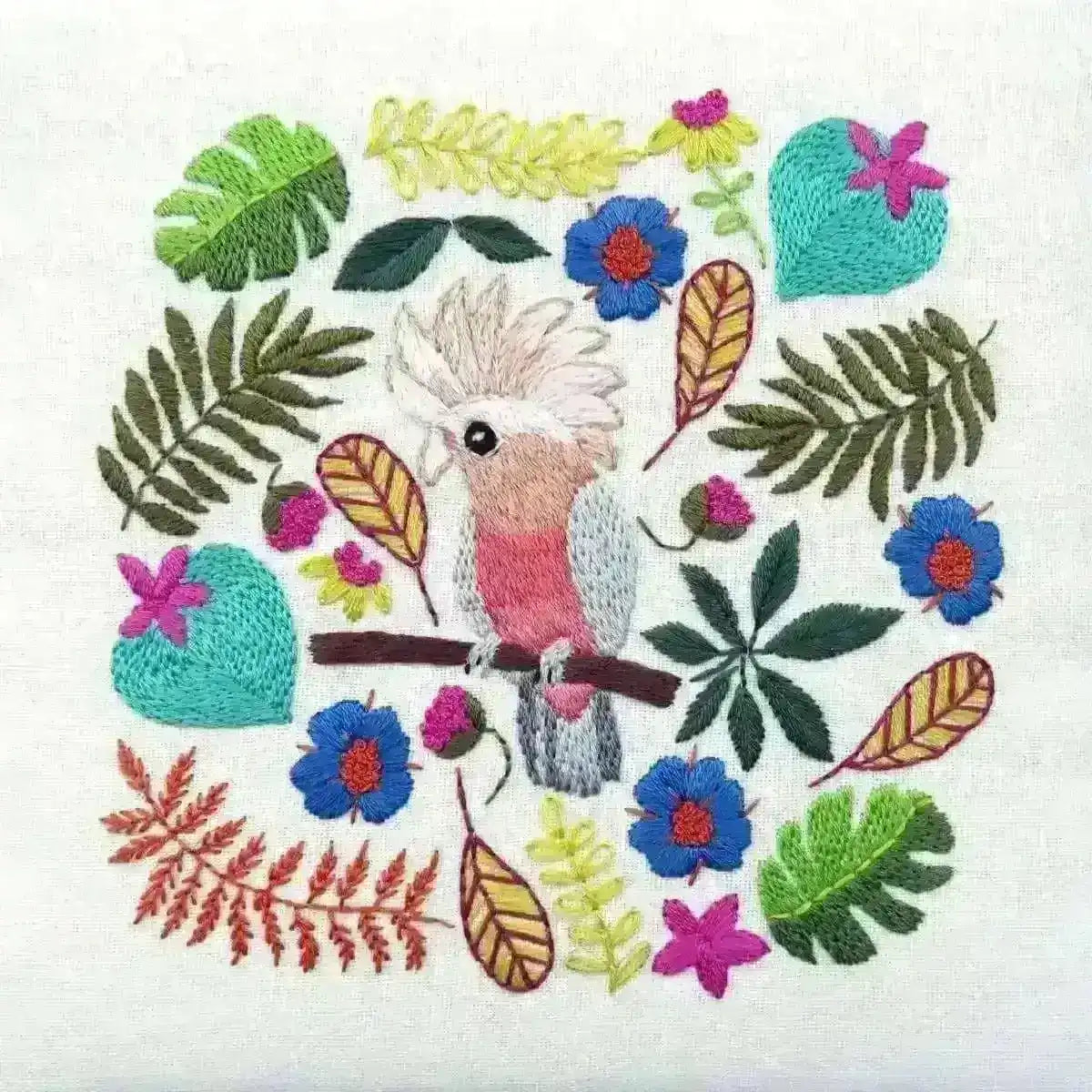 Galah Cockatoo Tropical Parrot PDF , PDF Download , StitchDoodles , bird embroidery, embroidery hoop kit, embroidery kits for adults, embroidery kits for beginners, flower embroidery, hand embroidery, modern embroidery kits, PDF pattern, unique embroidery kits , StitchDoodles , shop.stitchdoodles.com