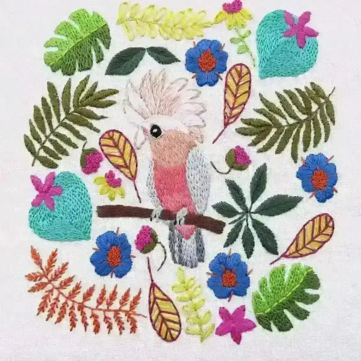 Galah Cockatoo Tropical Parrot PDF , PDF Download , StitchDoodles , bird embroidery, embroidery hoop kit, embroidery kits for adults, embroidery kits for beginners, flower embroidery, hand embroidery, modern embroidery kits, PDF pattern, unique embroidery kits , StitchDoodles , shop.stitchdoodles.com