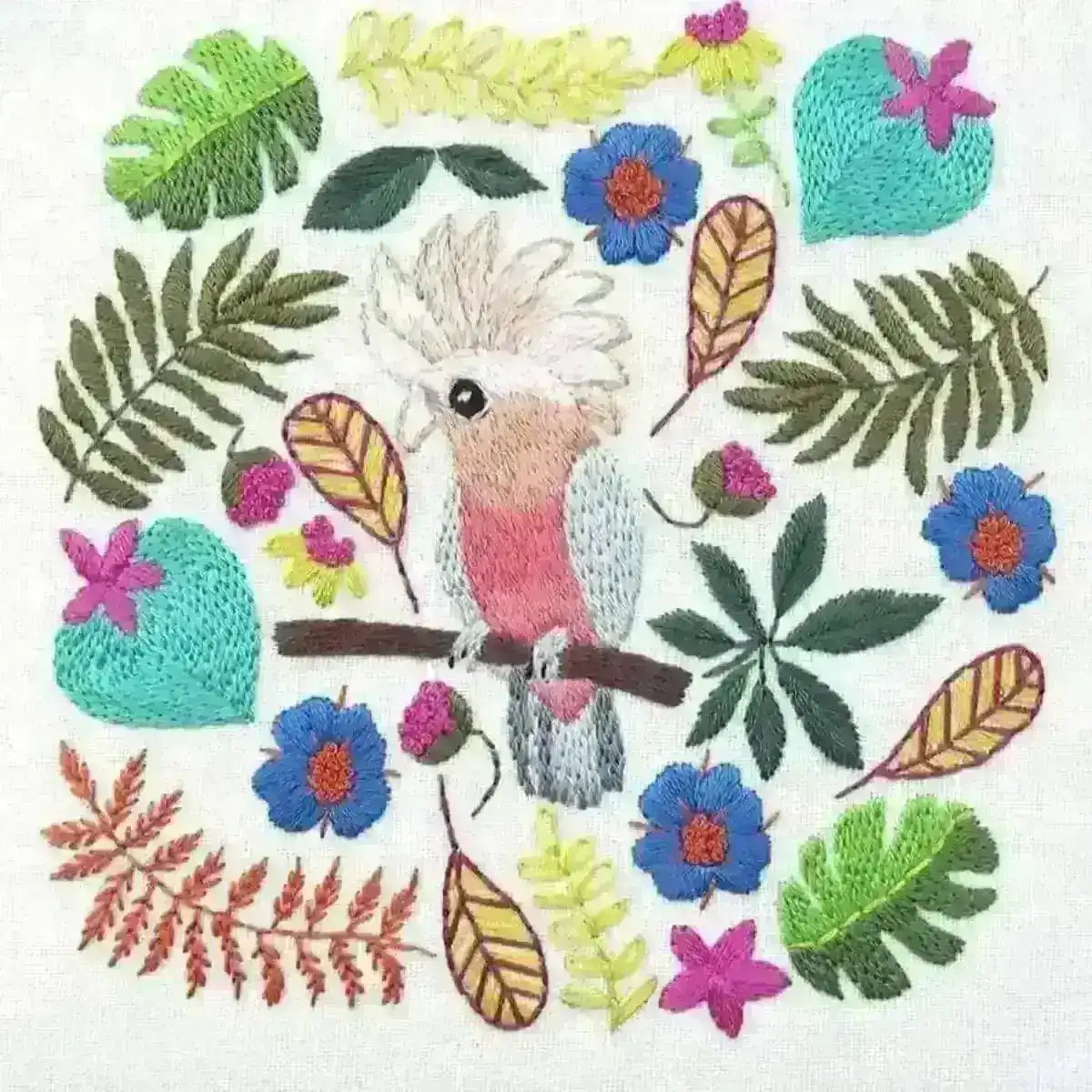 Galah Cockatoo Tropical Parrot PDF , PDF Download , StitchDoodles , bird embroidery, embroidery hoop kit, embroidery kits for adults, embroidery kits for beginners, flower embroidery, hand embroidery, modern embroidery kits, PDF pattern, unique embroidery kits , StitchDoodles , shop.stitchdoodles.com