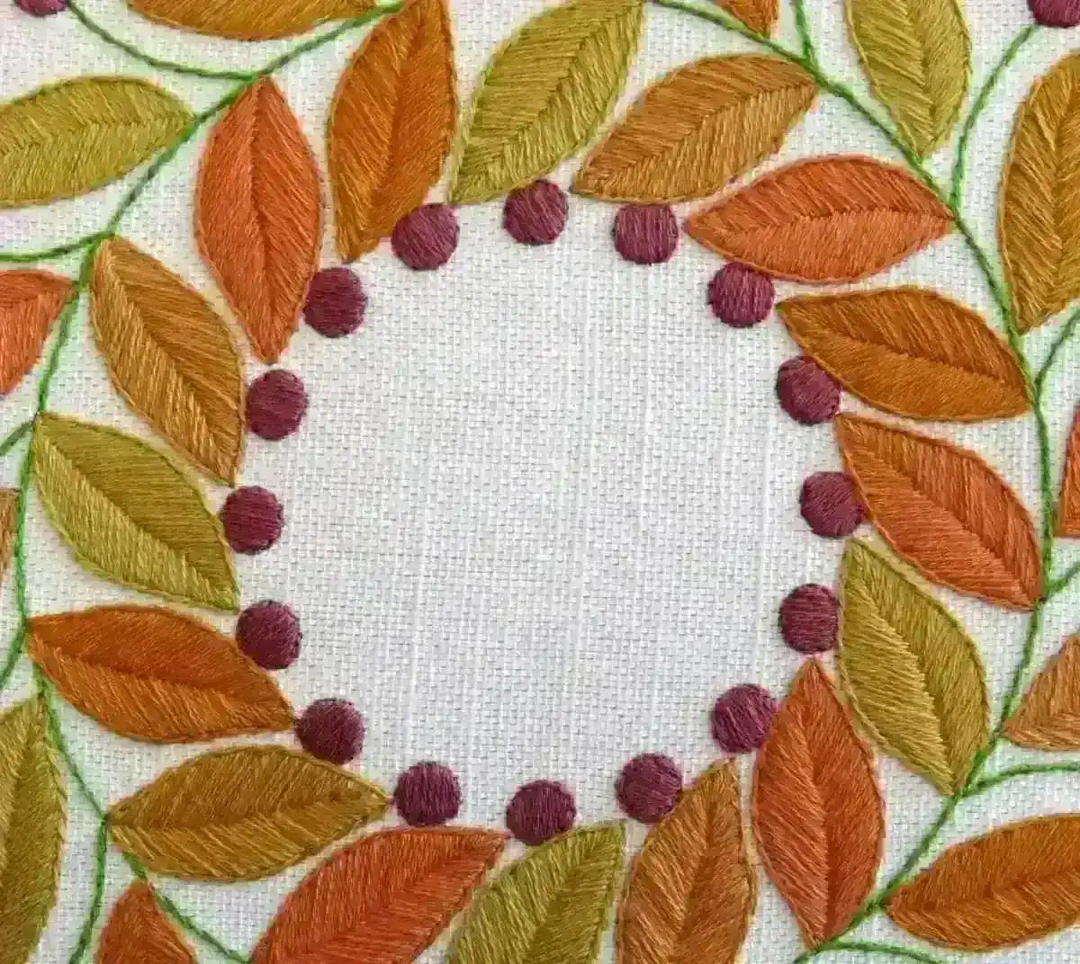 Golden Leaves Hand Embroidery Pattern , PDF Download , StitchDoodles , embroidery hoop kit, embroidery kits for adults, embroidery kits for beginners, hand embroidery, modern embroidery kits, PDF pattern, unique embroidery kits , StitchDoodles , shop.stitchdoodles.com