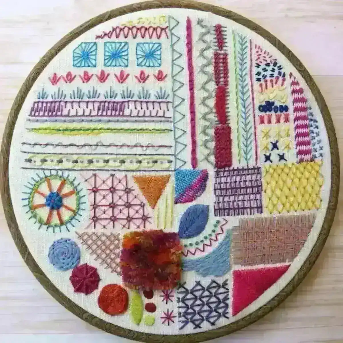 Hand embroidery Stitch Sampler with over 30 different stitches, Hand Embroidery Pattern , PDF Download , StitchDoodles , embroidery hoop kit, embroidery kits for adults, embroidery kits for beginners, hand embroidery, modern embroidery kits, PDF pattern, unique embroidery kits , StitchDoodles , shop.stitchdoodles.com