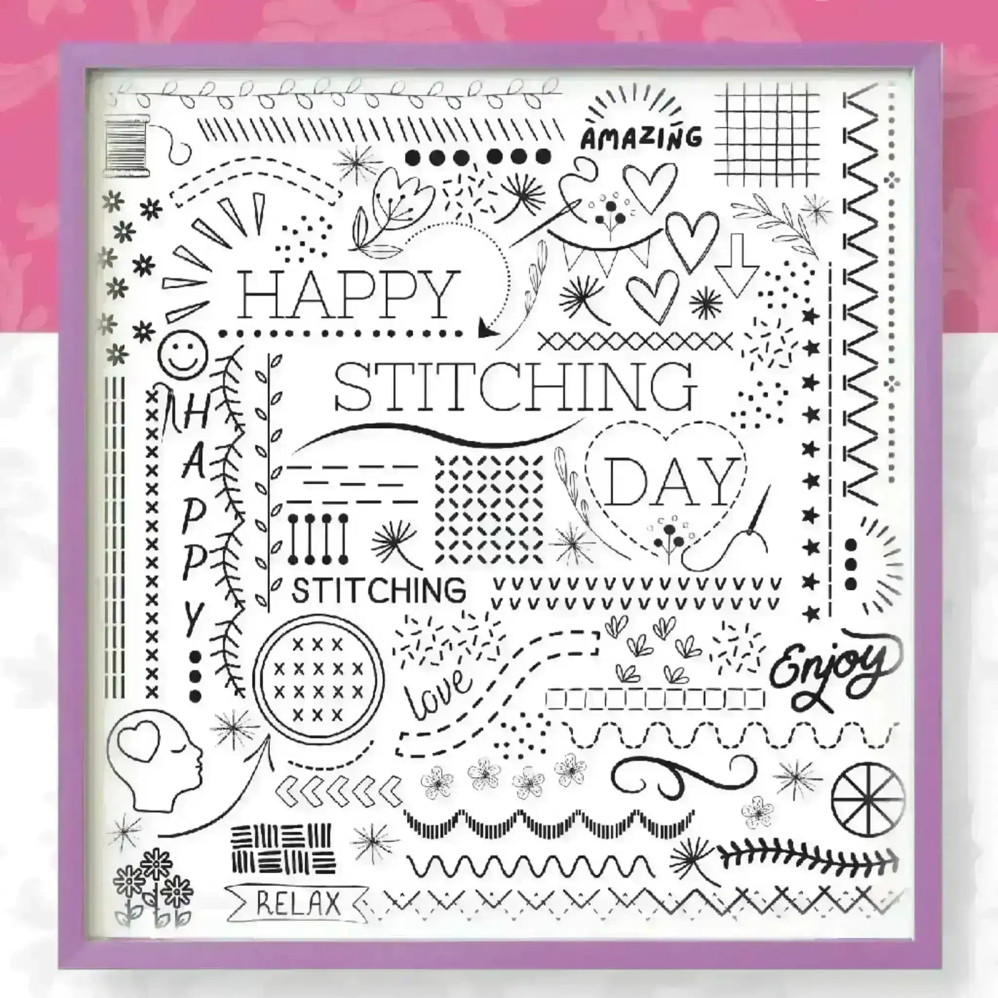 Happy Stitching Pre Printed Fabric , Pre Printed Fabric Pattern , StitchDoodles , doodle embroidery, embroidery hoop kit, Embroidery Kit, embroidery kit for adults, embroidery kit fro beginners, embroidery pattern, flower embroidery, hand embroidery, hand embroidery kit, hand embroidery pattern, modern embroidery kits, month embroidery, PDF pattern, year embroidery, Year of Stitches , StitchDoodles , shop.stitchdoodles.com