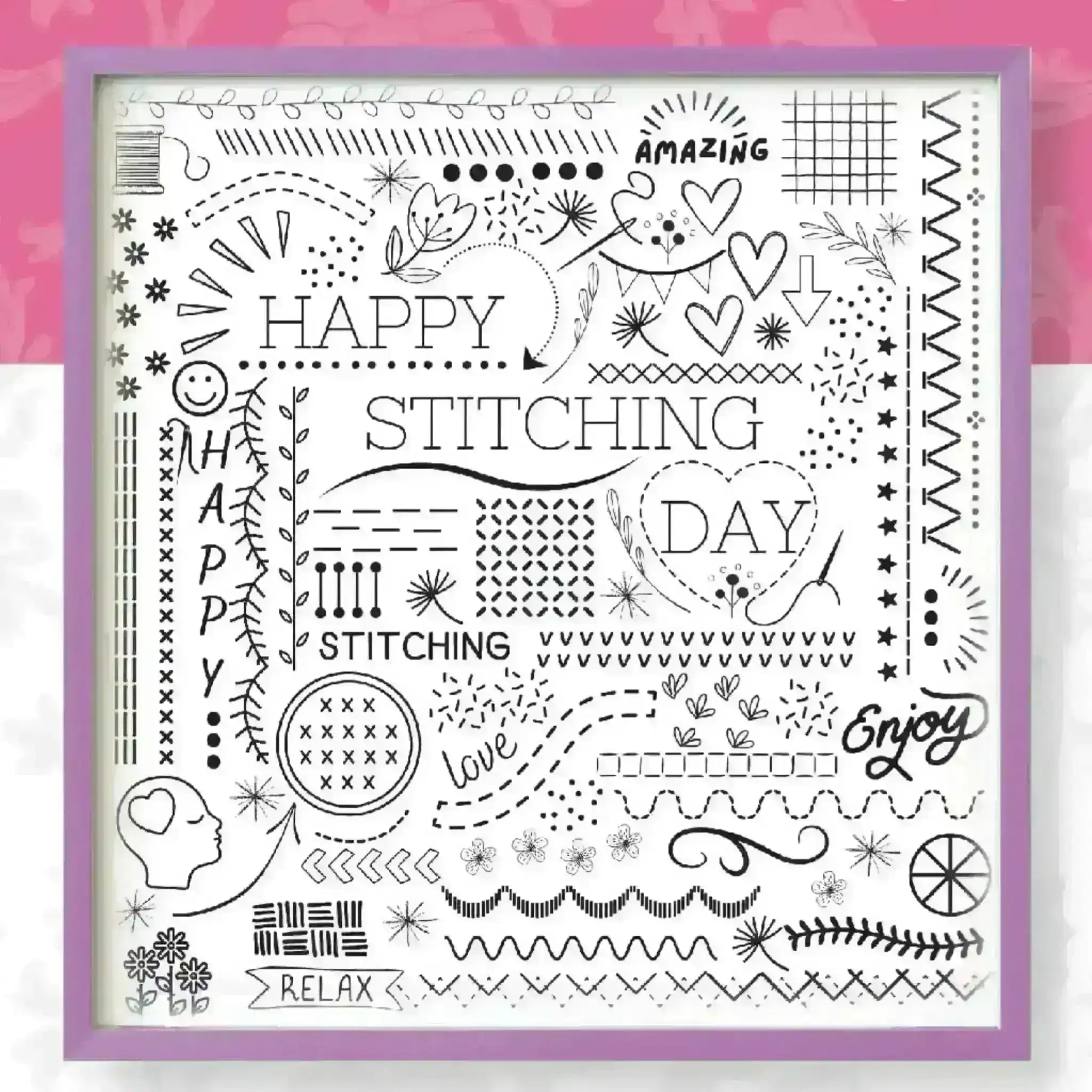 Happy Stitching Pre Printed Fabric , Pre Printed Fabric Pattern , StitchDoodles , doodle embroidery, embroidery hoop kit, Embroidery Kit, embroidery kit for adults, embroidery kit fro beginners, embroidery pattern, flower embroidery, hand embroidery, hand embroidery kit, hand embroidery pattern, modern embroidery kits, month embroidery, PDF pattern, year embroidery, Year of Stitches , StitchDoodles , shop.stitchdoodles.com