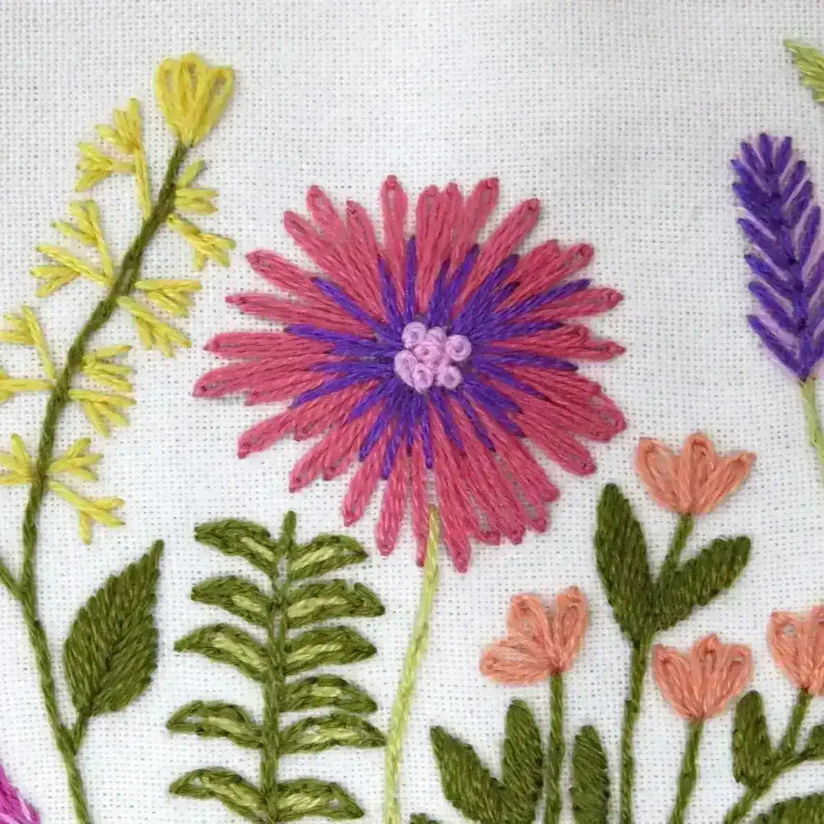 Meadow Flowers, Pre Printed Embroidery Fabric Panel PLUS PDF Pattern