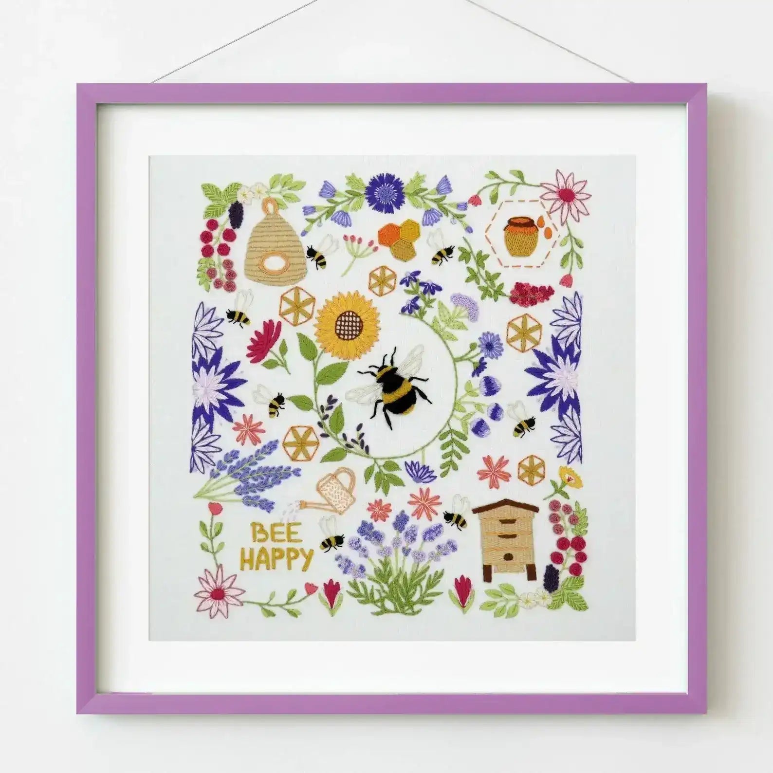 Bees and Blossoms Pre Printed Fabric Panel