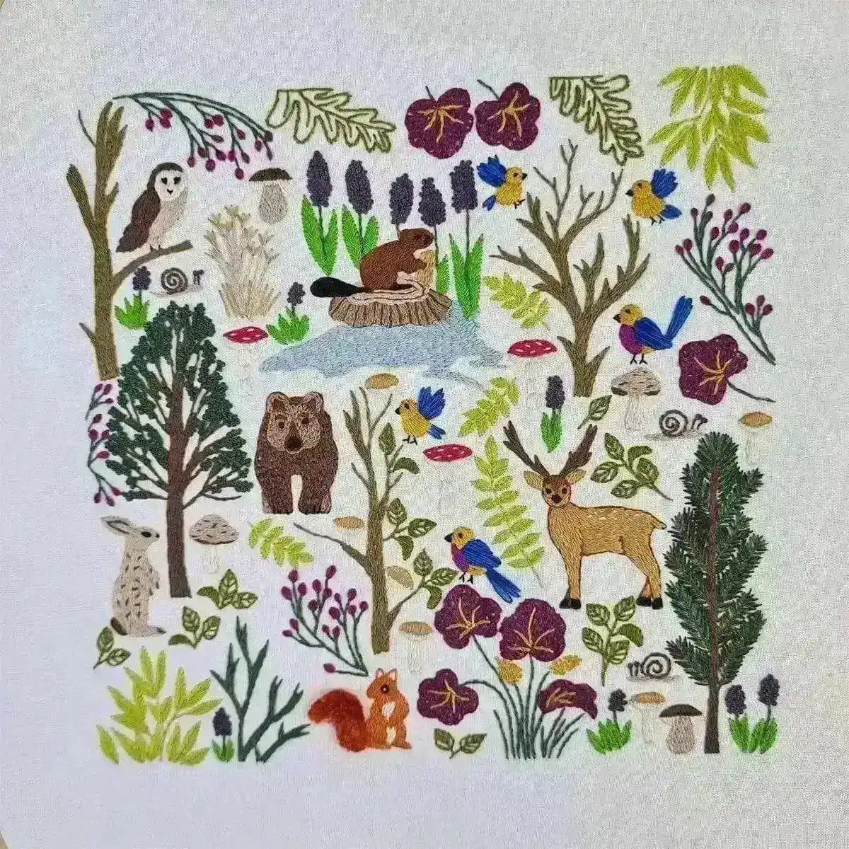 Into the Forest Embroidery Fabric Panel , Pre Printed Fabric Pattern , StitchDoodles , bird embroidery, Embroidery, embroidery hoop, embroidery hoop kit, embroidery kit for adults, embroidery kit for beginers, embroidery kits for beginners, embroidery pattern, forest embroidery, hand embroidery, hand embroidery fabric, hand embroidery kit, hand embroidery seat frame, nurge embroidery hoop, PDF pattern, Printed Pattern, wildlife embroidery , StitchDoodles , shop.stitchdoodles.com