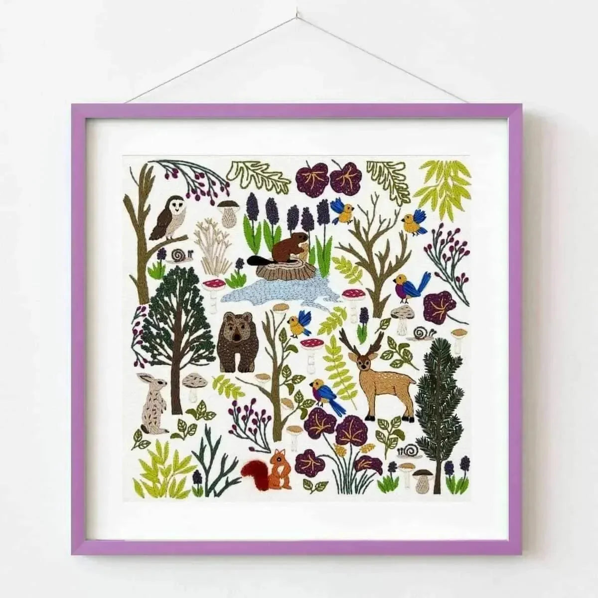 Into the Forest Hand Embroidery Kit, Embroidery Kit, StitchDoodles, A Walk in the Woods - stitchdoodles, bird embroidery, creative, Embroidery, embroidery hoop, Embroidery Kit, embroidery pattern, forest embroidery, hand embroidery, hand embroidery fabric, hand embroidery kit, hand embroidery seat frame, nurge embroidery hoop, nurge square hoops, pattern, patterns, Printed Pattern, StitchDoodles, stitched, stitching, wildlife embroidery, StitchDoodles, shop.stitchdoodles.com