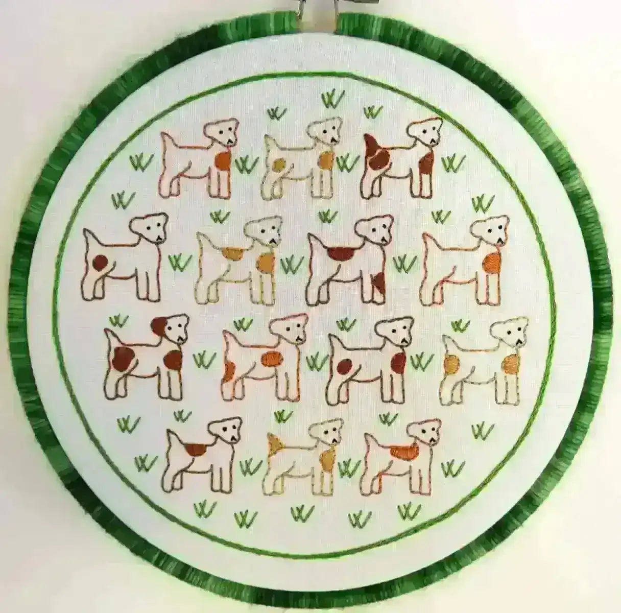 Jack Russells, Pre Printed Embroidery Fabric Pattern , Pre Printed Fabric Pattern , StitchDoodles , embroidery hoop kit, embroidery kit for adults, embroidery kit for beginers, embroidery kits for beginners, hand embroidery, PDF pattern, pre-printed fabric , StitchDoodles , shop.stitchdoodles.com