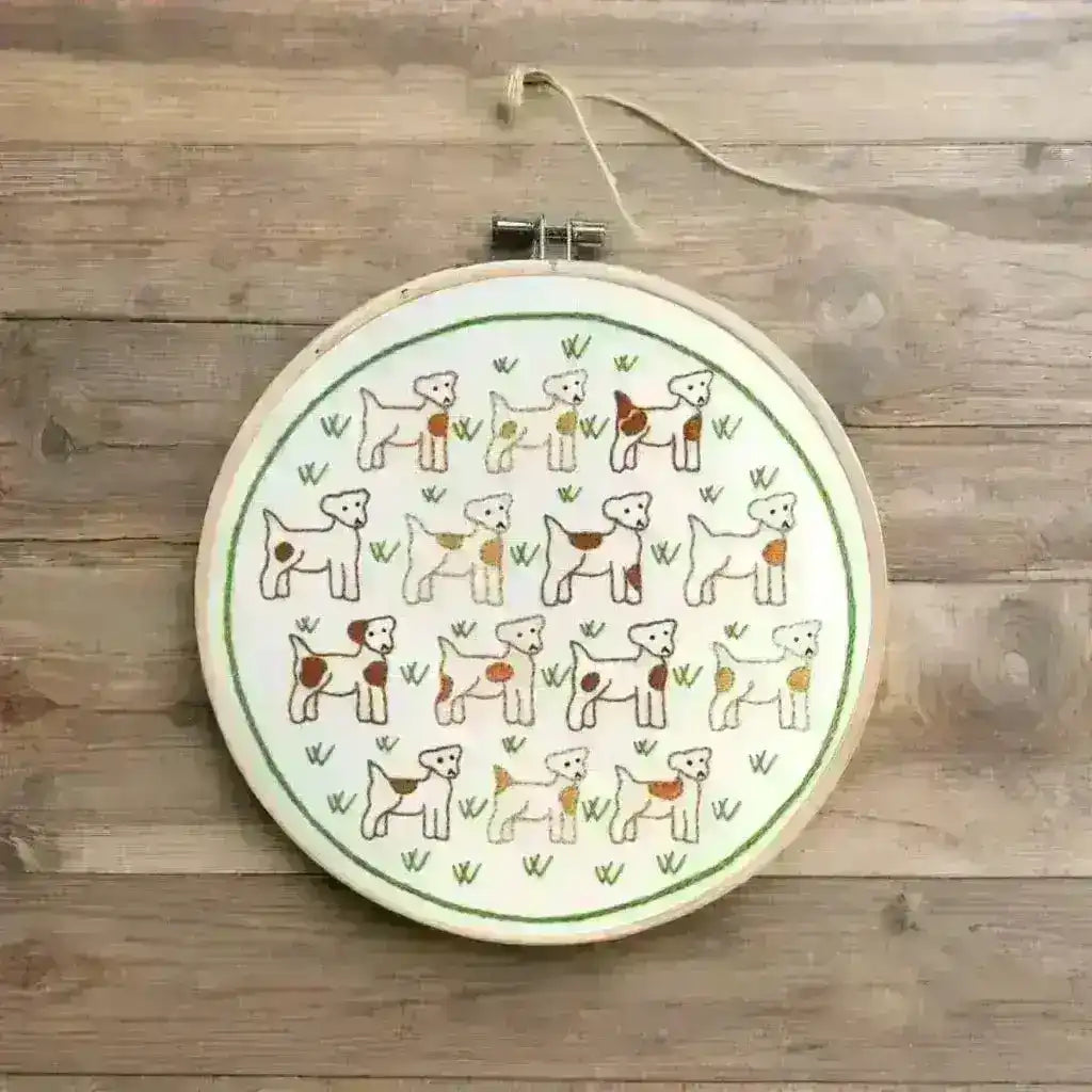 Jack Russells, Pre Printed Embroidery Fabric Pattern , Pre Printed Fabric Pattern , StitchDoodles , embroidery hoop kit, embroidery kit for adults, embroidery kit for beginers, embroidery kits for beginners, hand embroidery, PDF pattern, pre-printed fabric , StitchDoodles , shop.stitchdoodles.com