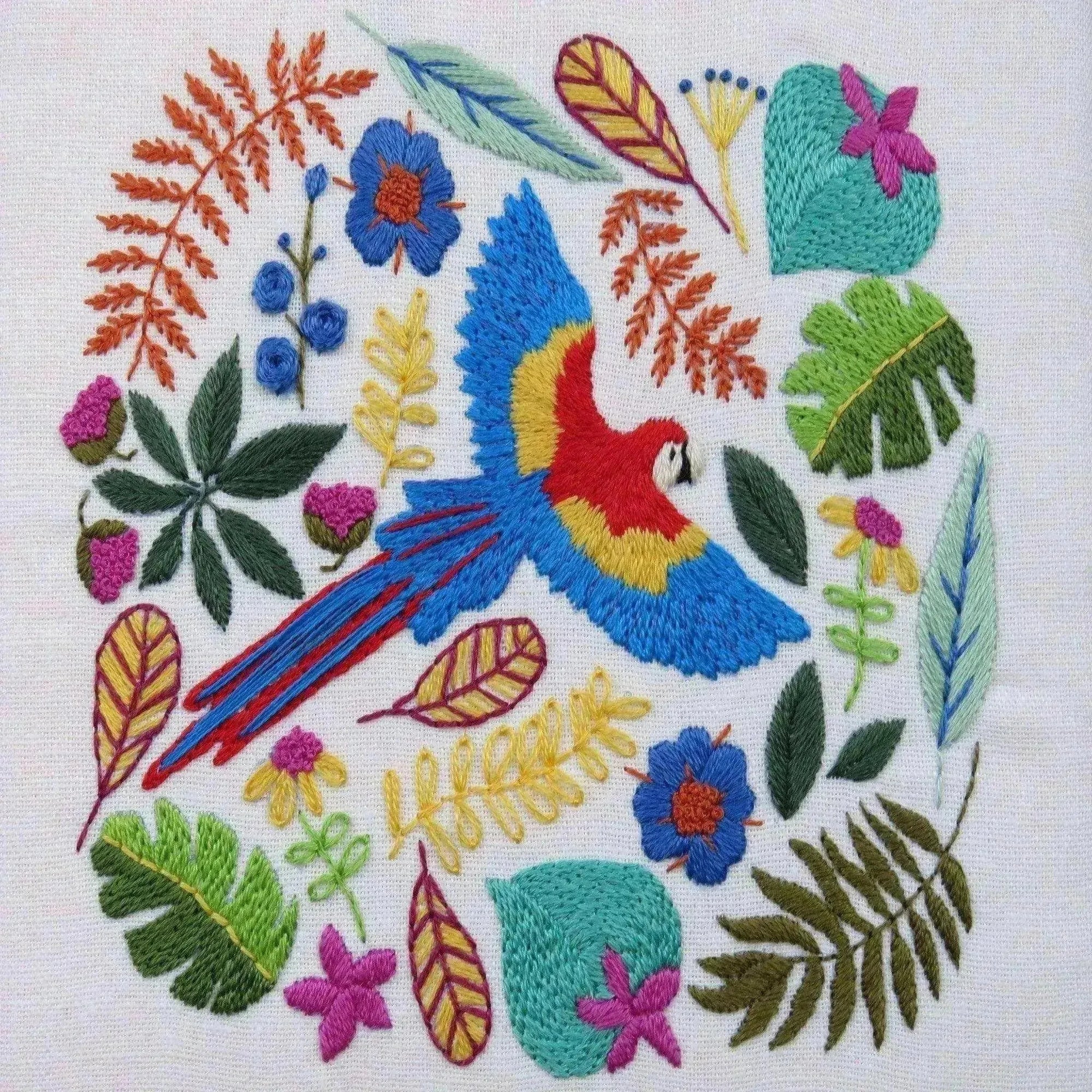 Macaw Parrot Tropical Hand Embroidery Design , PDF Download , StitchDoodles , embroidery hoop kit, embroidery kit for adults, embroidery kit for beginers, embroidery kits for beginners, hand embroidery, PDF pattern , StitchDoodles , shop.stitchdoodles.com