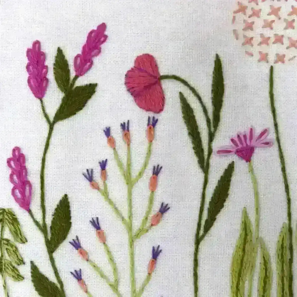 Meadow Flowers, Pre Printed Embroidery Fabric Panel PLUS PDF Pattern , Pre Printed Fabric Pattern , StitchDoodles , bird embroidery, Embroidery, embroidery hoop, embroidery hoop kit, embroidery kit for adults, embroidery kit for beginers, embroidery kits for beginners, embroidery pattern, garden embroidery, hand embroidery, hand embroidery fabric, hand embroidery kit, hand embroidery seat frame, nurge embroidery hoop, PDF pattern, Printed Pattern , StitchDoodles , shop.stitchdoodles.com