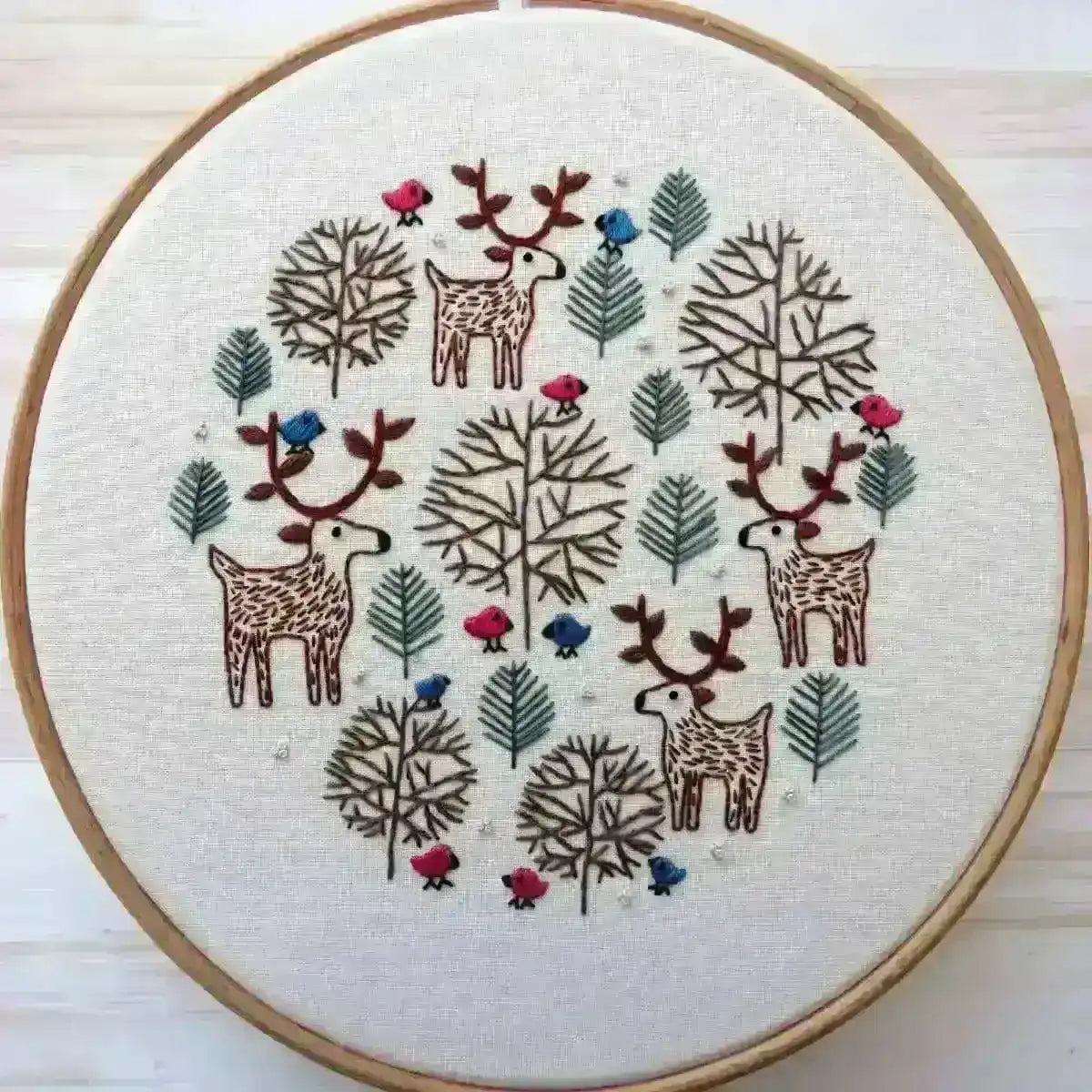 Merry Moose, Christmas Pre Printed Embroidery Fabric Panel PLUS PDF Pattern , Pre Printed Fabric Pattern , StitchDoodles , christmas, Embroidery, embroidery hoop kit, embroidery kit for adults, embroidery kit for beginers, embroidery kits for beginners, hand embroidery, hand embroidery fabric, hand embroidery kit, hand stitching , StitchDoodles , shop.stitchdoodles.com