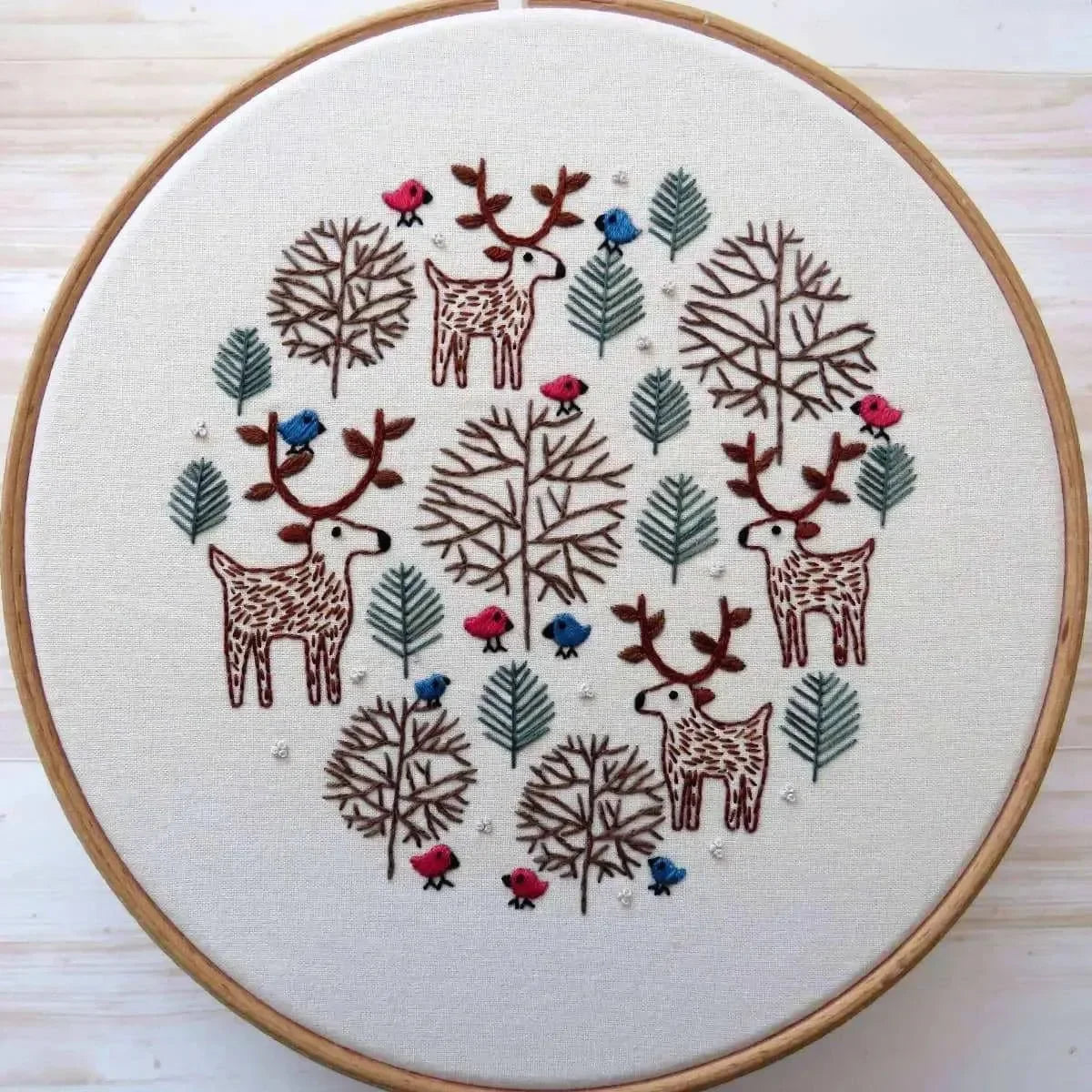 Merry Moose, Christmas Pre Printed Embroidery Fabric Panel PLUS PDF Pattern , Pre Printed Fabric Pattern , StitchDoodles , christmas, Embroidery, embroidery hoop kit, embroidery kit for adults, embroidery kit for beginers, embroidery kits for beginners, hand embroidery, hand embroidery fabric, hand embroidery kit, hand stitching , StitchDoodles , shop.stitchdoodles.com