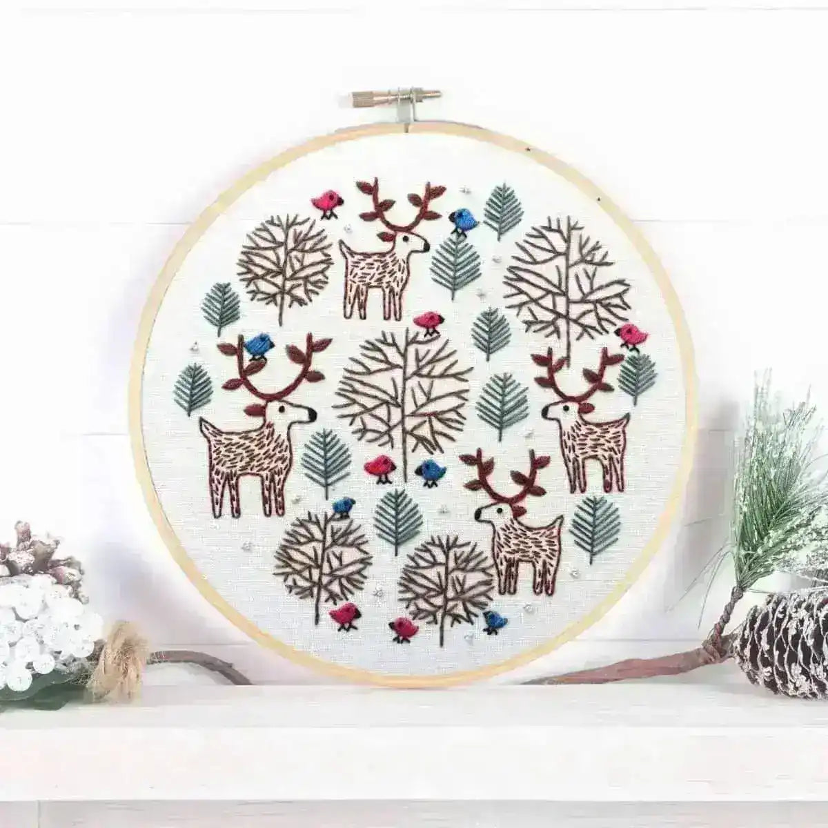 Merry Moose, Christmas Pre Printed Embroidery Fabric Panel PLUS PDF Pattern , Pre Printed Fabric Pattern , StitchDoodles , christmas, Embroidery, embroidery hoop kit, embroidery kit for adults, embroidery kit for beginers, embroidery kits for beginners, hand embroidery, hand embroidery fabric, hand embroidery kit, hand stitching , StitchDoodles , shop.stitchdoodles.com