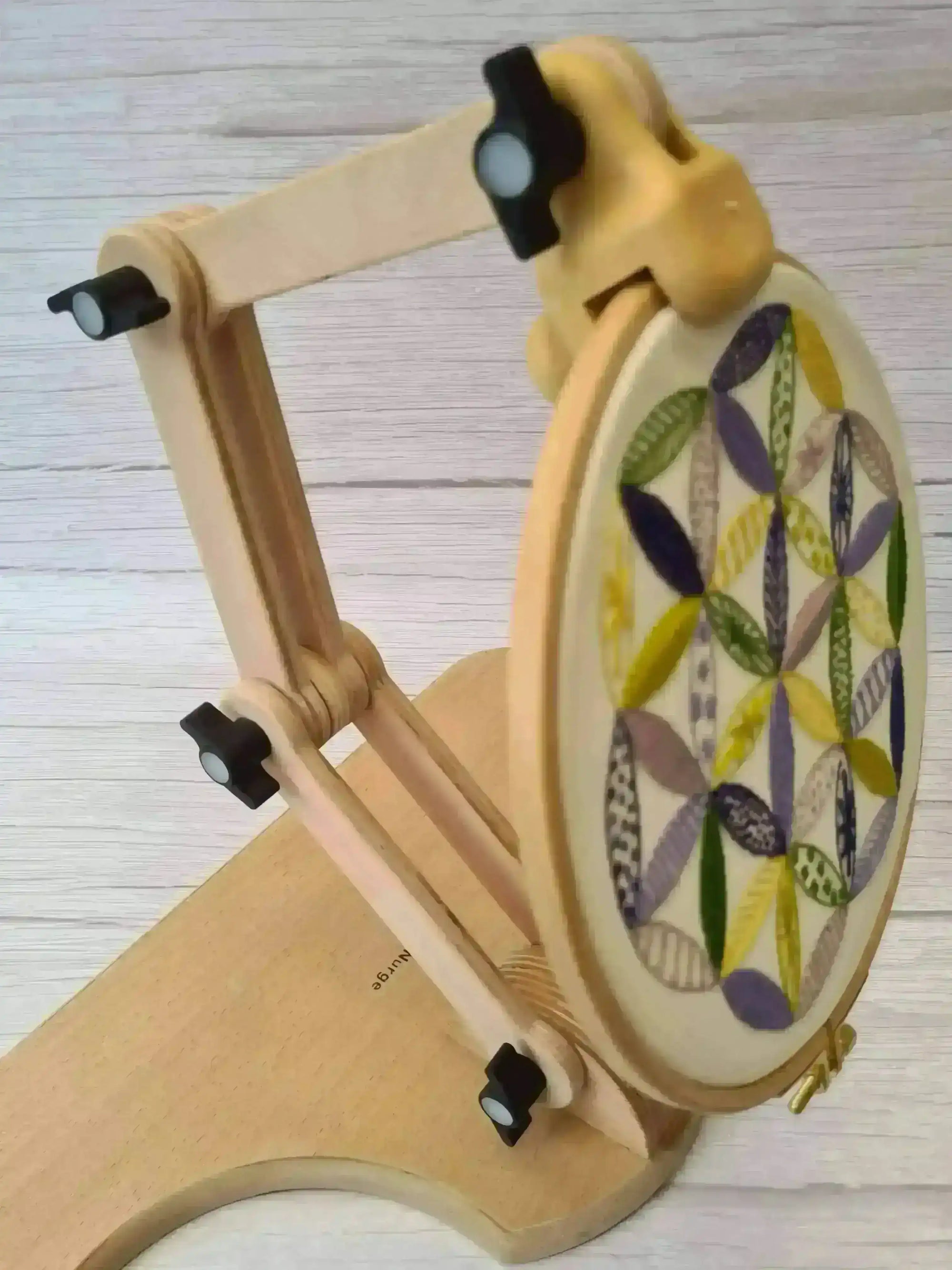 Nurge Adjustable Wooden Seat Embroidery Stand , Embroidery Supplies , Nurge , embroidery hoop kit, embroidery kit for adults, embroidery kit for beginers, embroidery kits for beginners, hand embroidery, hand embroidery hoop, hand embroidery seat frame, nurge seat stand , StitchDoodles , shop.stitchdoodles.com