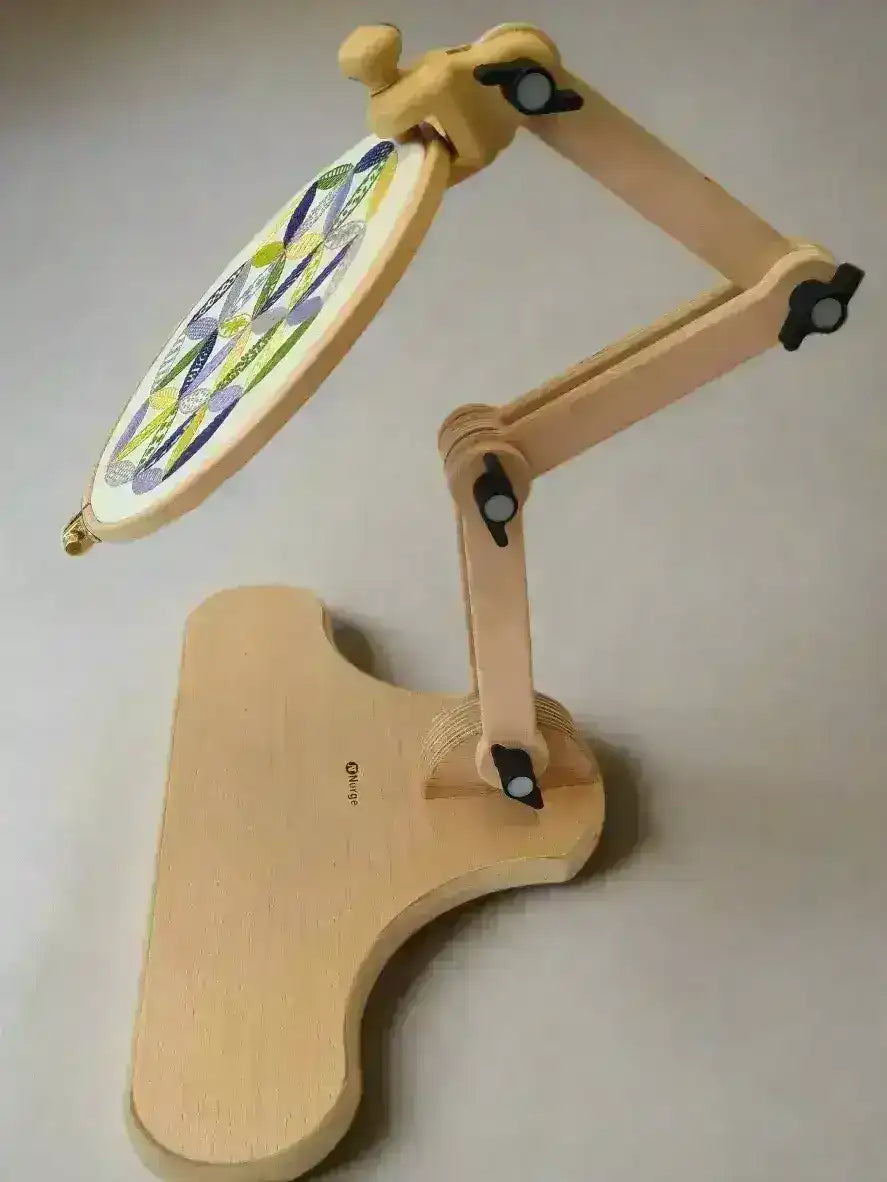 Nurge Adjustable Wooden Seat Embroidery Stand , Embroidery Supplies , Nurge , embroidery hoop kit, embroidery kit for adults, embroidery kit for beginers, embroidery kits for beginners, hand embroidery, hand embroidery hoop, hand embroidery seat frame, nurge seat stand , StitchDoodles , shop.stitchdoodles.com