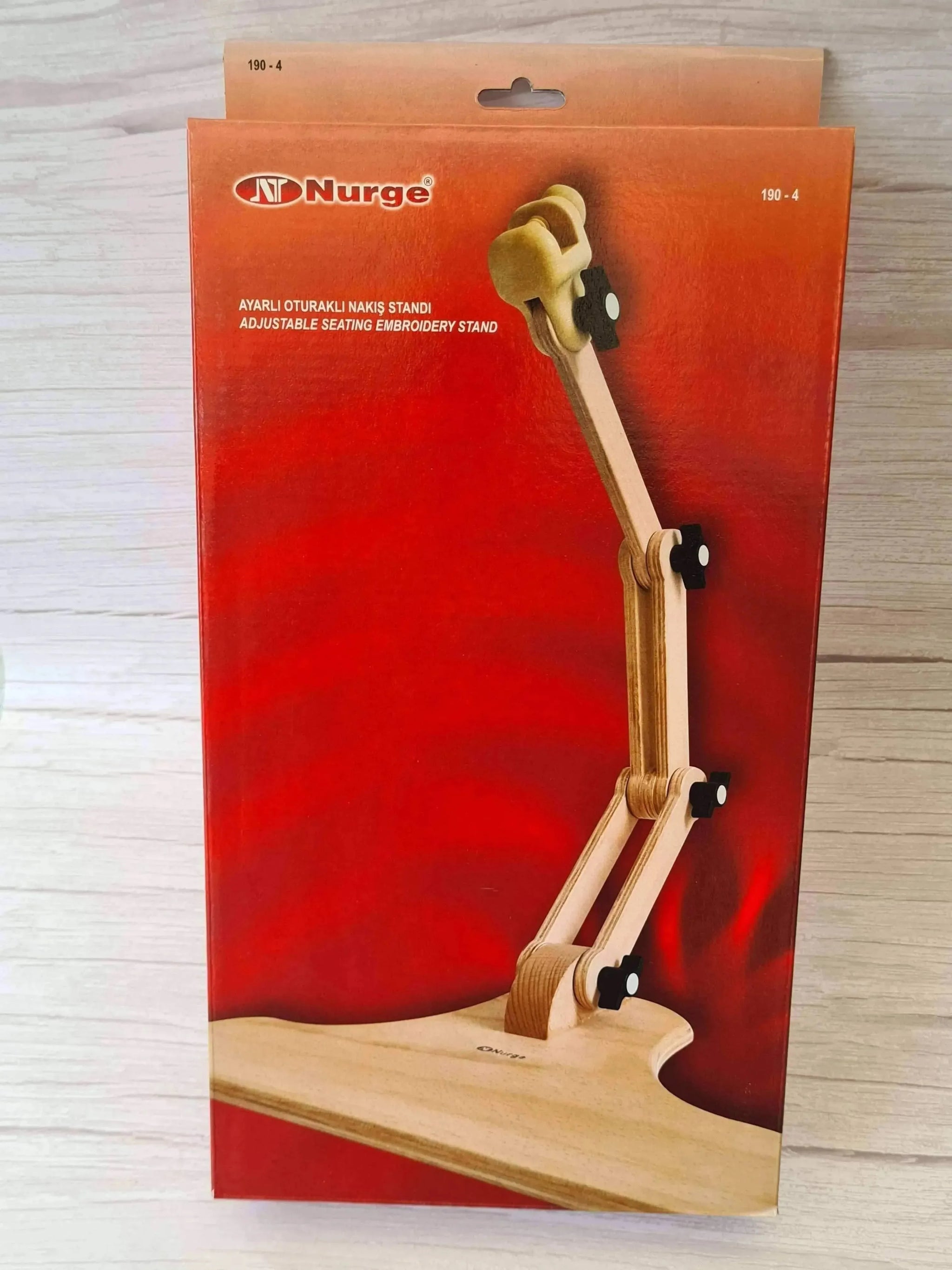 Nurge Adjustable Wooden Seat Embroidery Stand , Embroidery Supplies , Nurge , embroidery hoop kit, embroidery kit for adults, embroidery kit for beginers, embroidery kits for beginners, hand embroidery, hand embroidery hoop, hand embroidery seat frame, nurge seat stand , StitchDoodles , shop.stitchdoodles.com