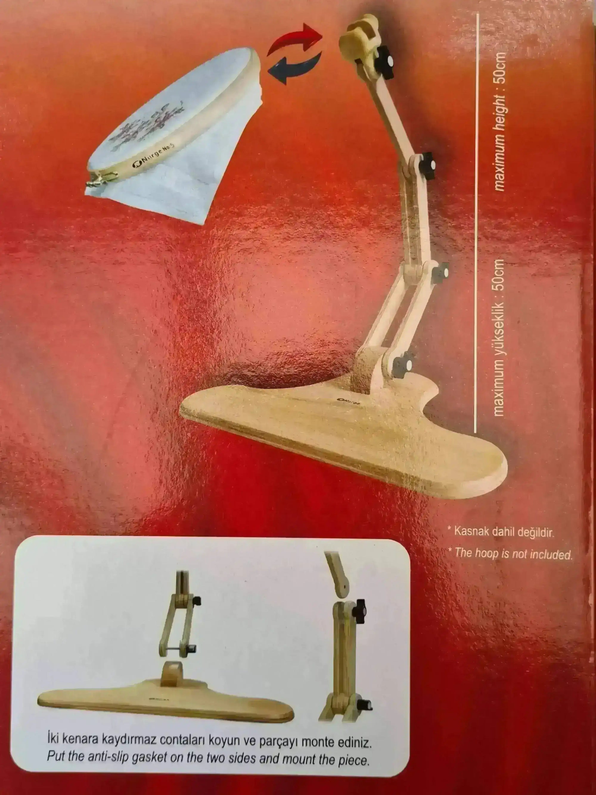 Nurge Adjustable Wooden Seat Embroidery Stand , Embroidery Supplies , Nurge , embroidery hoop kit, embroidery kit for adults, embroidery kit for beginers, embroidery kits for beginners, hand embroidery, hand embroidery hoop, hand embroidery seat frame, nurge seat stand , StitchDoodles , shop.stitchdoodles.com