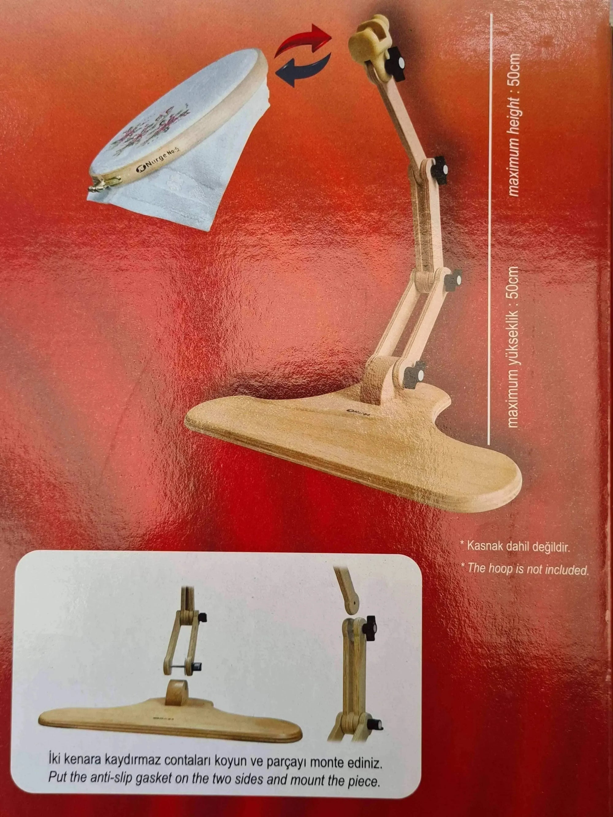 Nurge Adjustable Wooden Seat Embroidery Stand , Embroidery Supplies , Nurge , embroidery hoop kit, embroidery kit for adults, embroidery kit for beginers, embroidery kits for beginners, hand embroidery, hand embroidery hoop, hand embroidery seat frame, nurge seat stand , StitchDoodles , shop.stitchdoodles.com