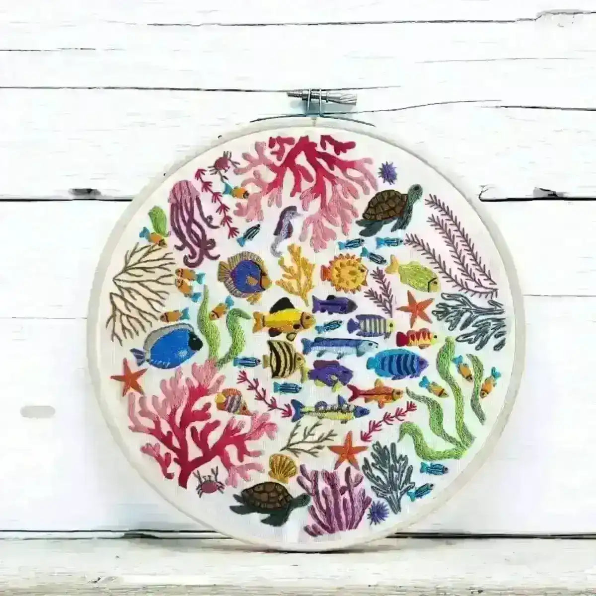 Ocean Wonders, Pre Printed Embroidery Fabric Panel , Pre Printed Fabric Pattern , StitchDoodles , embroidery hoop kit, embroidery kit for adults, embroidery kit for beginers, hand embroidery, hand embroidery fabric, hand embroidery kit, PDF pattern , StitchDoodles , shop.stitchdoodles.com