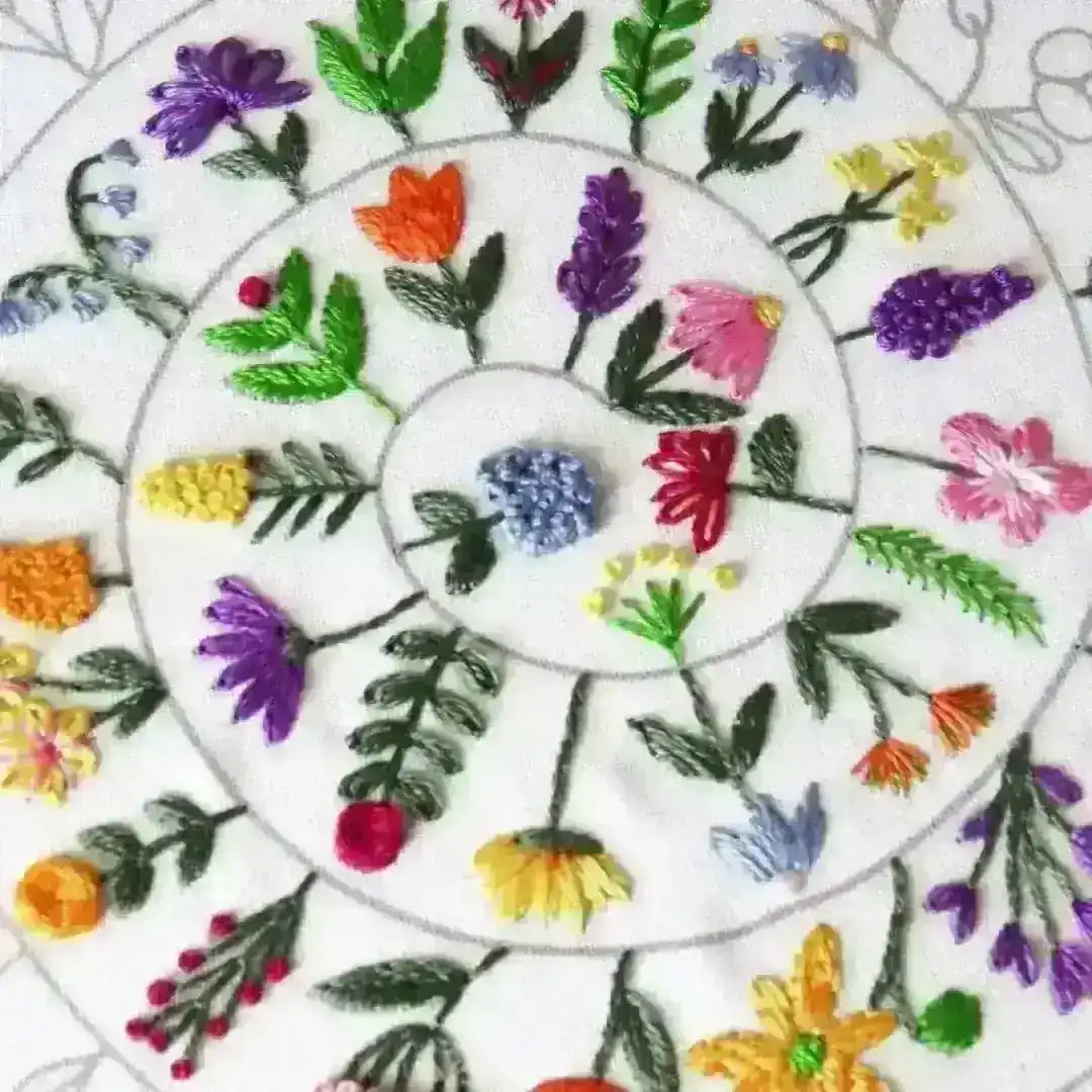 Round and Round the Garden, Pre Printed Embroidery Fabric Panel , Pre Printed Fabric Pattern , StitchDoodles , embroidery hoop kit, embroidery kits for adults, embroidery kits for beginners, hand embroidery, hand embroidery fabric, modern embroidery kits, unique embroidery kits , StitchDoodles , shop.stitchdoodles.com
