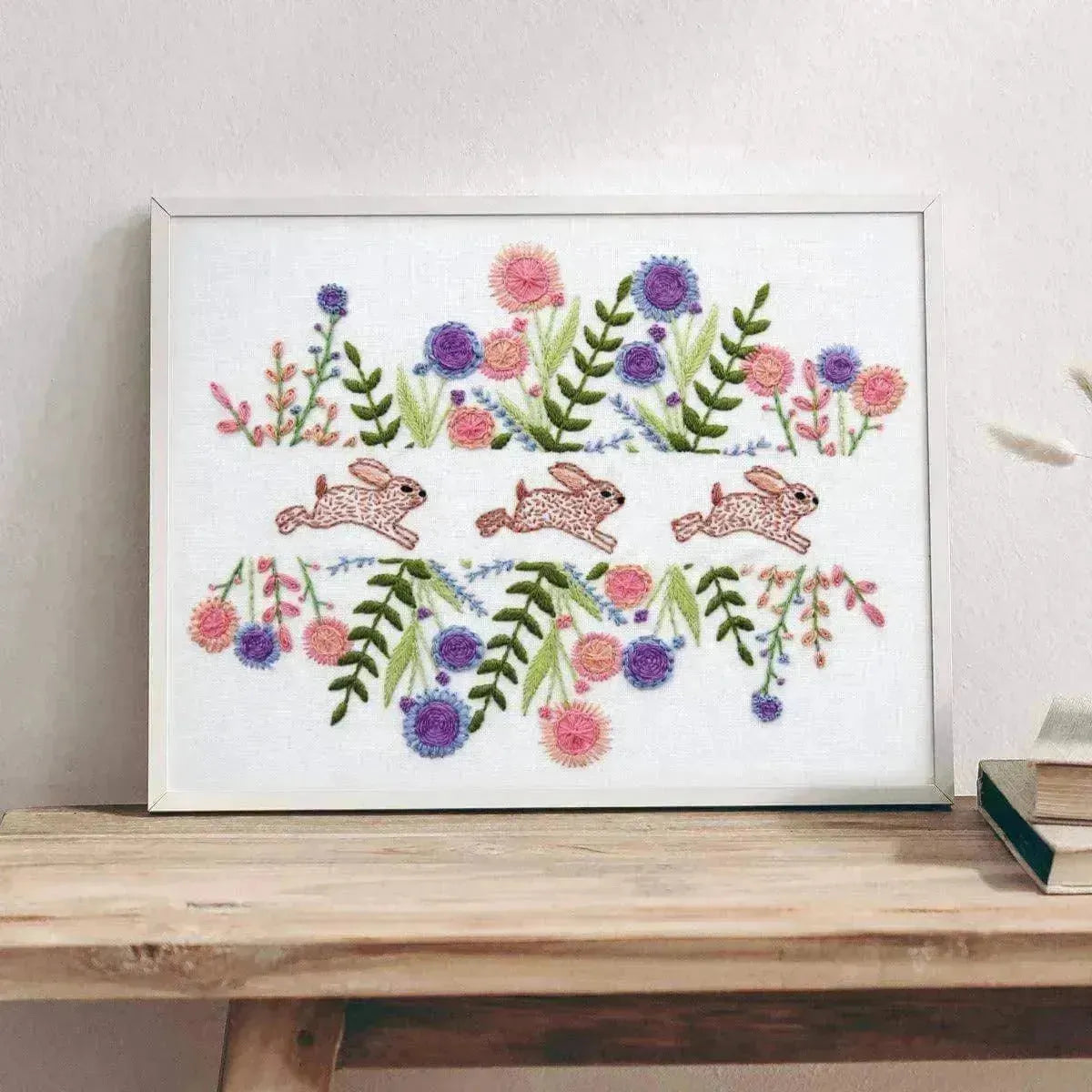 Spring Rabbits Hand Embroidery Kit , Embroidery Kit , StitchDoodles , beginner embroidery, embroidery hoop kit, embroidery kit for adults, embroidery kit for beginers, hand embroidery kit, hand embroidery pattern, hand embroidery thread, nurge, nurge hoop, nurse kit , StitchDoodles , shop.stitchdoodles.com