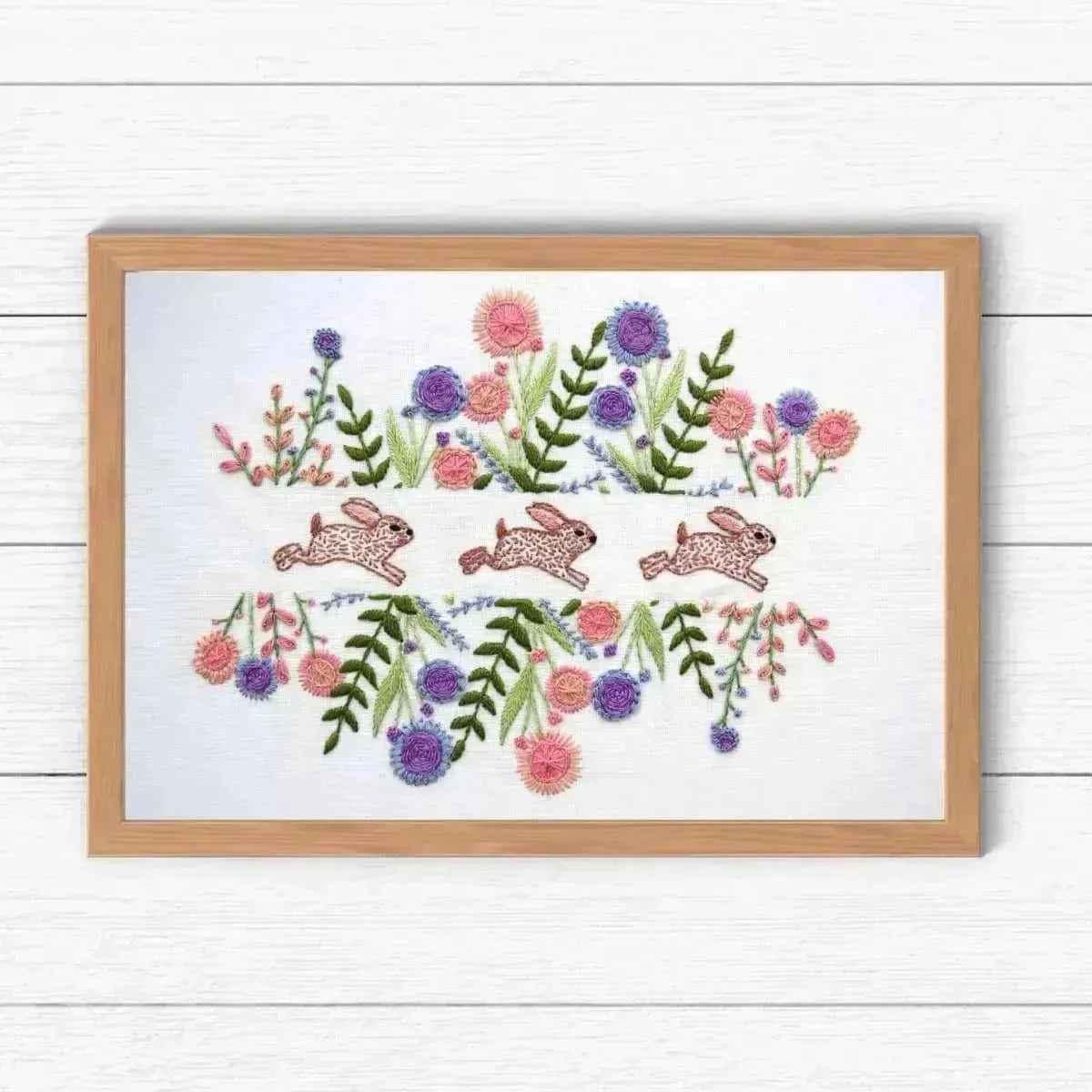 Spring Rabbits Hand Embroidery Kit , Embroidery Kit , StitchDoodles , beginner embroidery, embroidery hoop kit, embroidery kit for adults, embroidery kit for beginers, hand embroidery kit, hand embroidery pattern, hand embroidery thread, nurge, nurge hoop, nurse kit , StitchDoodles , shop.stitchdoodles.com