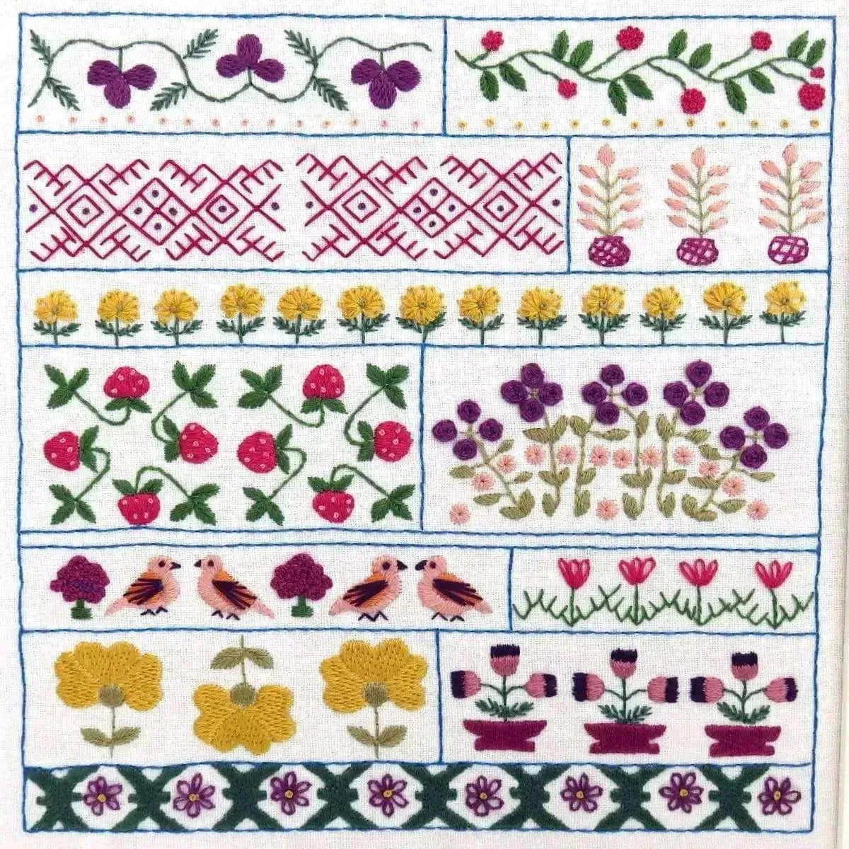 Spring Sampler, PDF Hand Embroidery Pattern , PDF Download , StitchDoodles , embroidery hoop kit, embroidery kit for adults, embroidery kit for beginers, hand embroidery, PDF pattern , StitchDoodles , shop.stitchdoodles.com