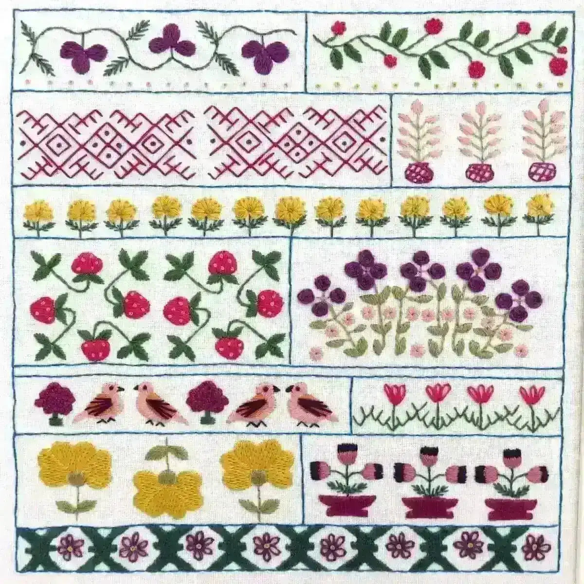 Spring Sampler, PDF Hand Embroidery Pattern , PDF Download , StitchDoodles , embroidery hoop kit, embroidery kit for adults, embroidery kit for beginers, hand embroidery, PDF pattern , StitchDoodles , shop.stitchdoodles.com