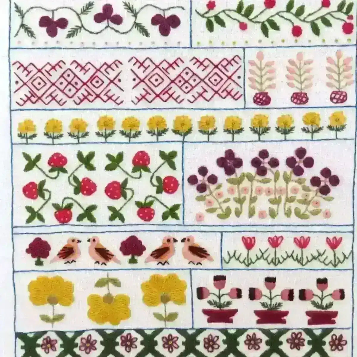 Spring Sampler, PDF Hand Embroidery Pattern , PDF Download , StitchDoodles , embroidery hoop kit, embroidery kit for adults, embroidery kit for beginers, hand embroidery, PDF pattern , StitchDoodles , shop.stitchdoodles.com