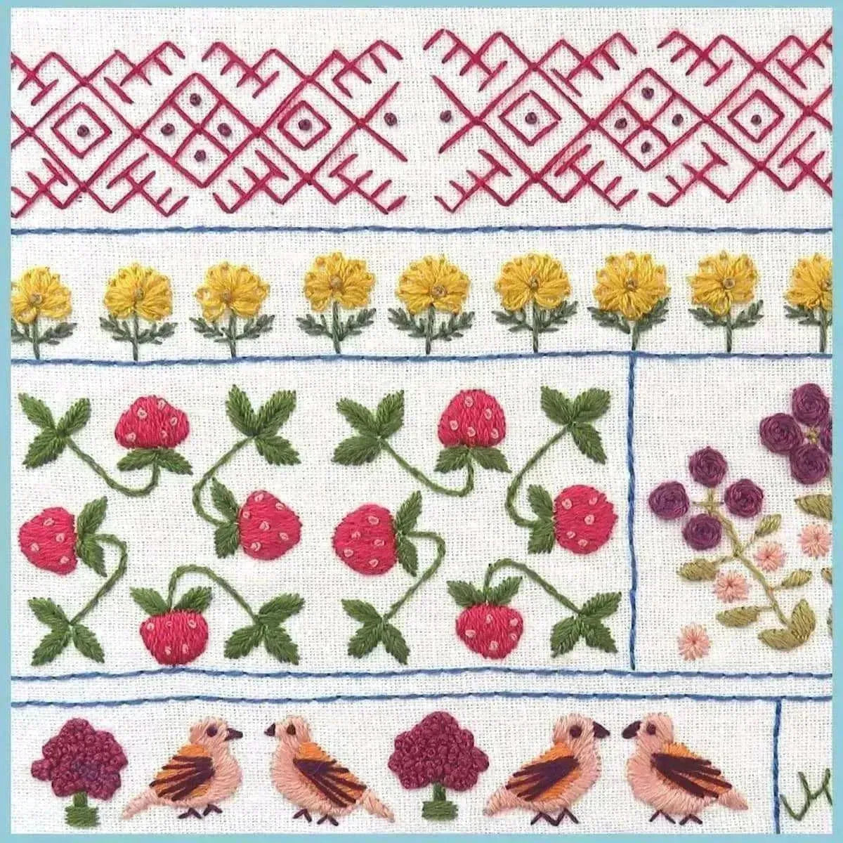 Spring Sampler, PDF Hand Embroidery Pattern , PDF Download , StitchDoodles , embroidery hoop kit, embroidery kit for adults, embroidery kit for beginers, hand embroidery, PDF pattern , StitchDoodles , shop.stitchdoodles.com