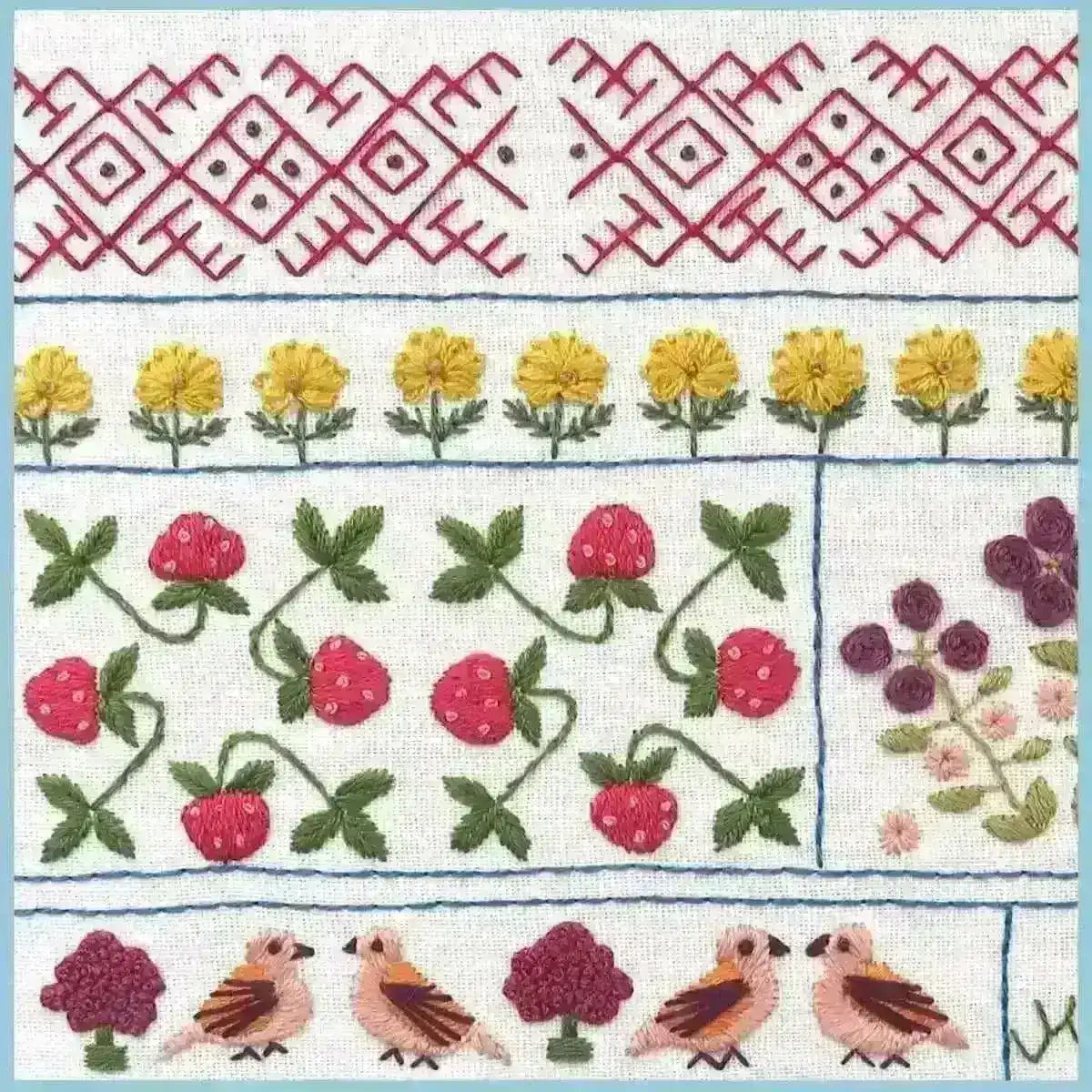 Spring Sampler, PDF Hand Embroidery Pattern , PDF Download , StitchDoodles , embroidery hoop kit, embroidery kit for adults, embroidery kit for beginers, hand embroidery, PDF pattern , StitchDoodles , shop.stitchdoodles.com