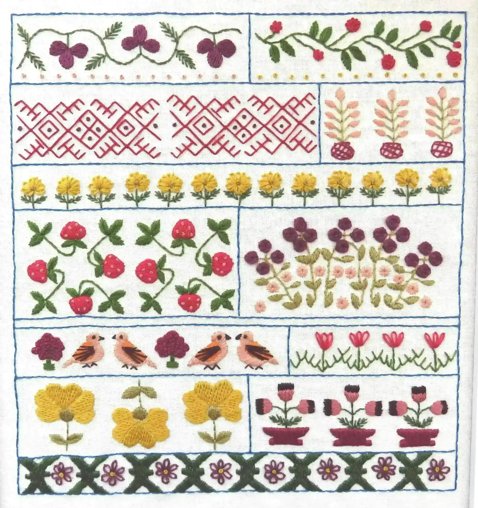 Spring Sampler, Pre Printed Embroidery Fabric Panel Pattern , Pre Printed Fabric Pattern , StitchDoodles , embroidery hoop kit, embroidery kit for adults, embroidery kit for beginers, hand embroidery, hand embroidery fabric, hand embroidery kit, PDF pattern , StitchDoodles , shop.stitchdoodles.com