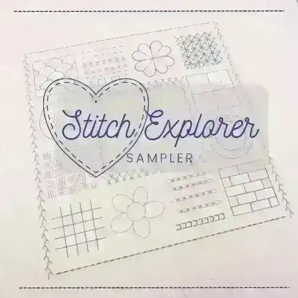 Stitch Explorer Sampler, Pre Printed Embroidery Fabric Panel - sloooow stitching , Pre Printed Fabric Pattern , StitchDoodles , embroidery hoop kit, Embroidery Kit, embroidery kits for adults, embroidery kits for beginners, embroidery pattern, hand embroidery, hand embroidery fabric, modern embroidery kits, PDF pattern, sampler embroidery, unique embroidery kits , StitchDoodles , shop.stitchdoodles.com