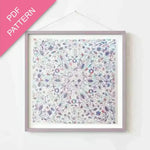 Framed floral pattern with 'PDF Pattern' text on a pink triangle