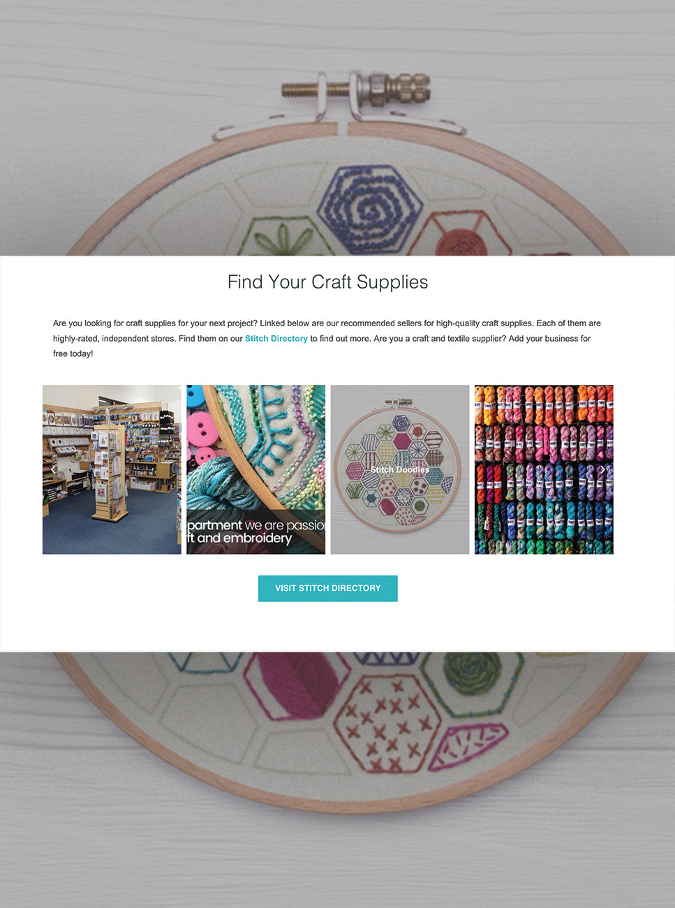 feature on the homepage of the Stitch Directory