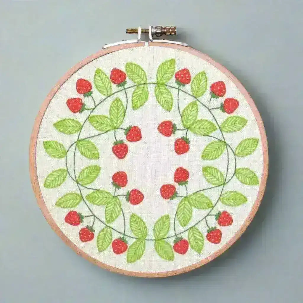 Strawberry Swirl, Pre Printed Embroidery Fabric Pattern , Pre Printed Fabric Pattern , StitchDoodles , crafting, Embroidery, embroidery gift, embroidery hoop kit, Embroidery Kit, embroidery kit for adults, embroidery kit for beginners, embroidery kits for adults, embroidery kits for beginers, embroidery pattern, hand embroidery, hand stitching, hoop art, modern embroidery, modern embroidery kits, sewing, stitchdoodles, strawberry , StitchDoodles , shop.stitchdoodles.com