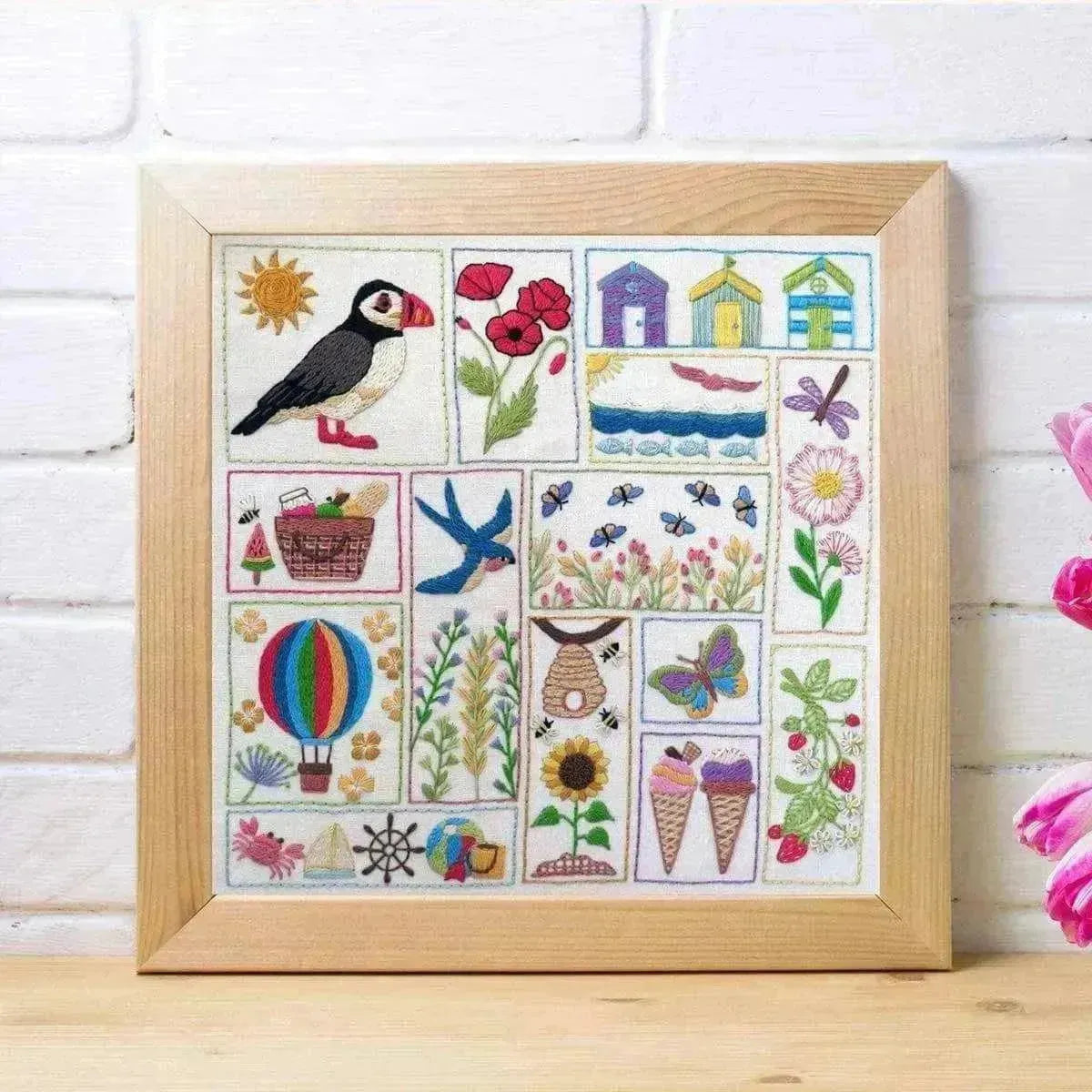 Summer Splendour, Hand Embroidery PDF Pattern , PDF Download , StitchDoodles , beach embroidery, bird embroidery, embroidery hoop kit, embroidery kit for adults, embroidery kit for beginners, embroidery kits for adults, embroidery kits for beginers, hand embroidery, modern embroidery kits, PDF pattern, pre printed fabric, stitch a long, summer embroidery , StitchDoodles , shop.stitchdoodles.com