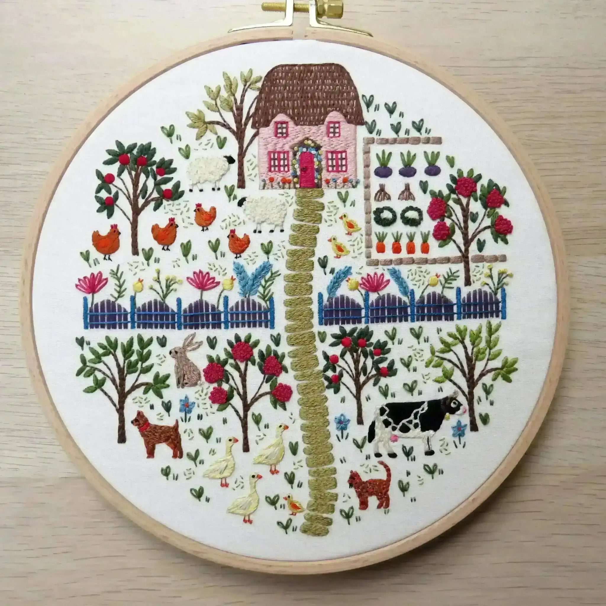 The Homestead, Pre Printed Embroidery Fabric Panel , Pre Printed Fabric Pattern , StitchDoodles , bird embroidery, Embroidery, embroidery hoop, embroidery hoop kit, embroidery kits for beginners, embroidery pattern, garden embroidery, hand embroidery, hand embroidery fabric, hand embroidery kit, hand embroidery seat frame, nurge embroidery hoop, PDF pattern, Printed Pattern, unique embroidery kits , StitchDoodles , shop.stitchdoodles.com