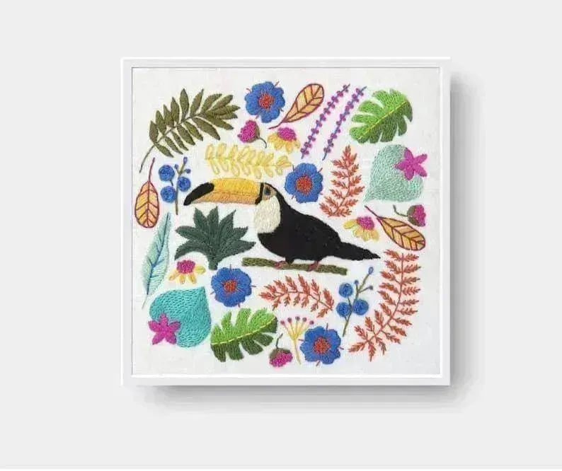 Toucan Parrot Hand Embroidery Pattern , PDF Download , StitchDoodles , bird embroidery, embroidery hoop kit, embroidery kit for adults, embroidery kit for beginners, embroidery kits for adults, embroidery kits for beginers, flower embroidery, hand embroidery, modern embroidery kits, PDF pattern , StitchDoodles , shop.stitchdoodles.com
