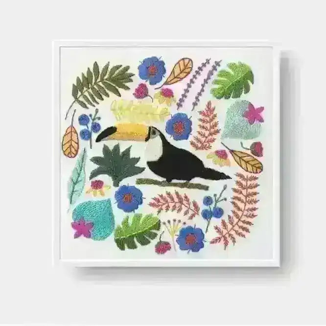 Toucan Parrot Hand Embroidery Pattern , PDF Download , StitchDoodles , bird embroidery, embroidery hoop kit, embroidery kit for adults, embroidery kit for beginners, embroidery kits for adults, embroidery kits for beginers, flower embroidery, hand embroidery, modern embroidery kits, PDF pattern , StitchDoodles , shop.stitchdoodles.com