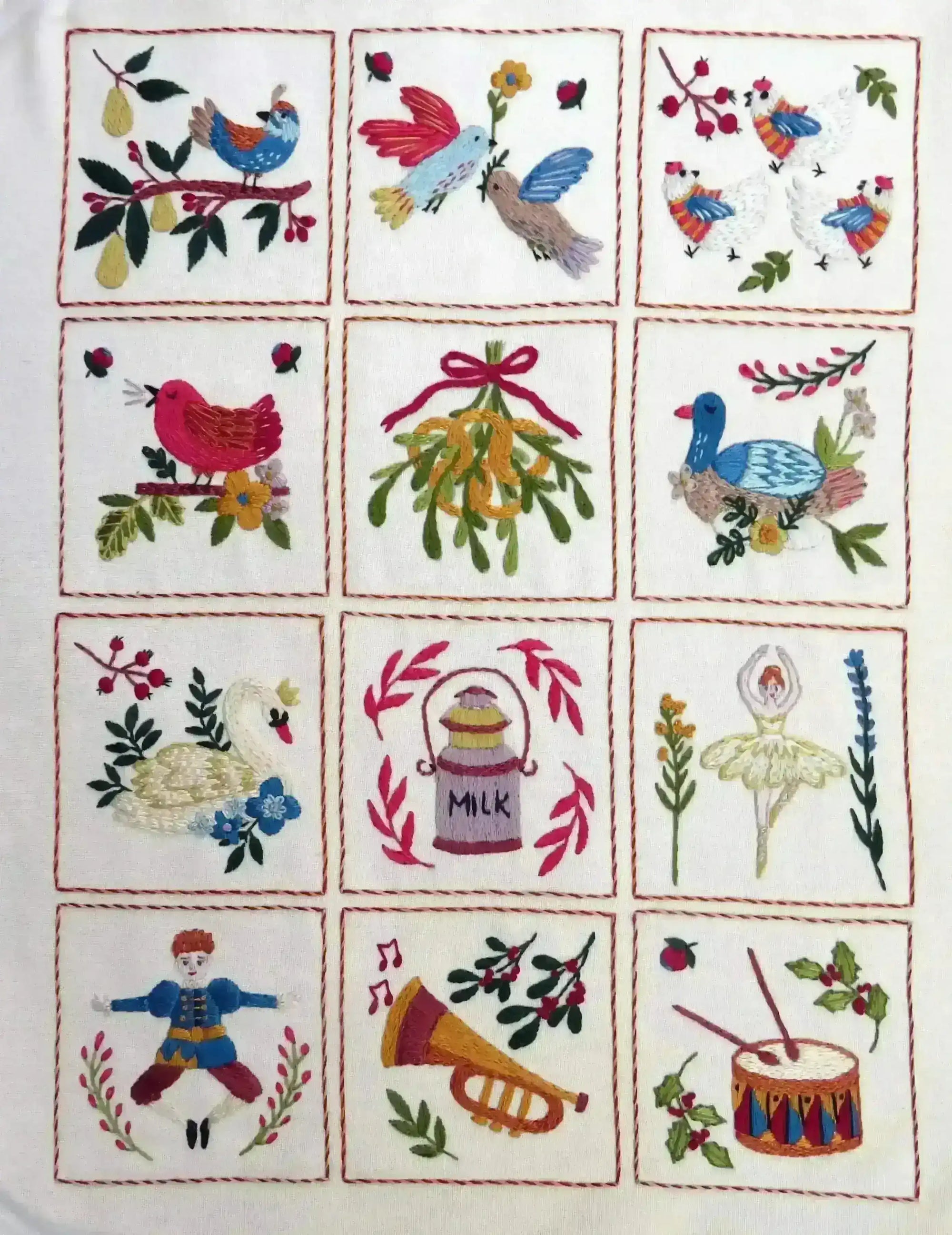 Twelve days of Christmas Embroidery Kit , Embroidery Kit , StitchDoodles , christmas, Christmas Embroidery, christmas gift, embroidery kit for adults, hand embroidery, modern embroidery kits , StitchDoodles , shop.stitchdoodles.com