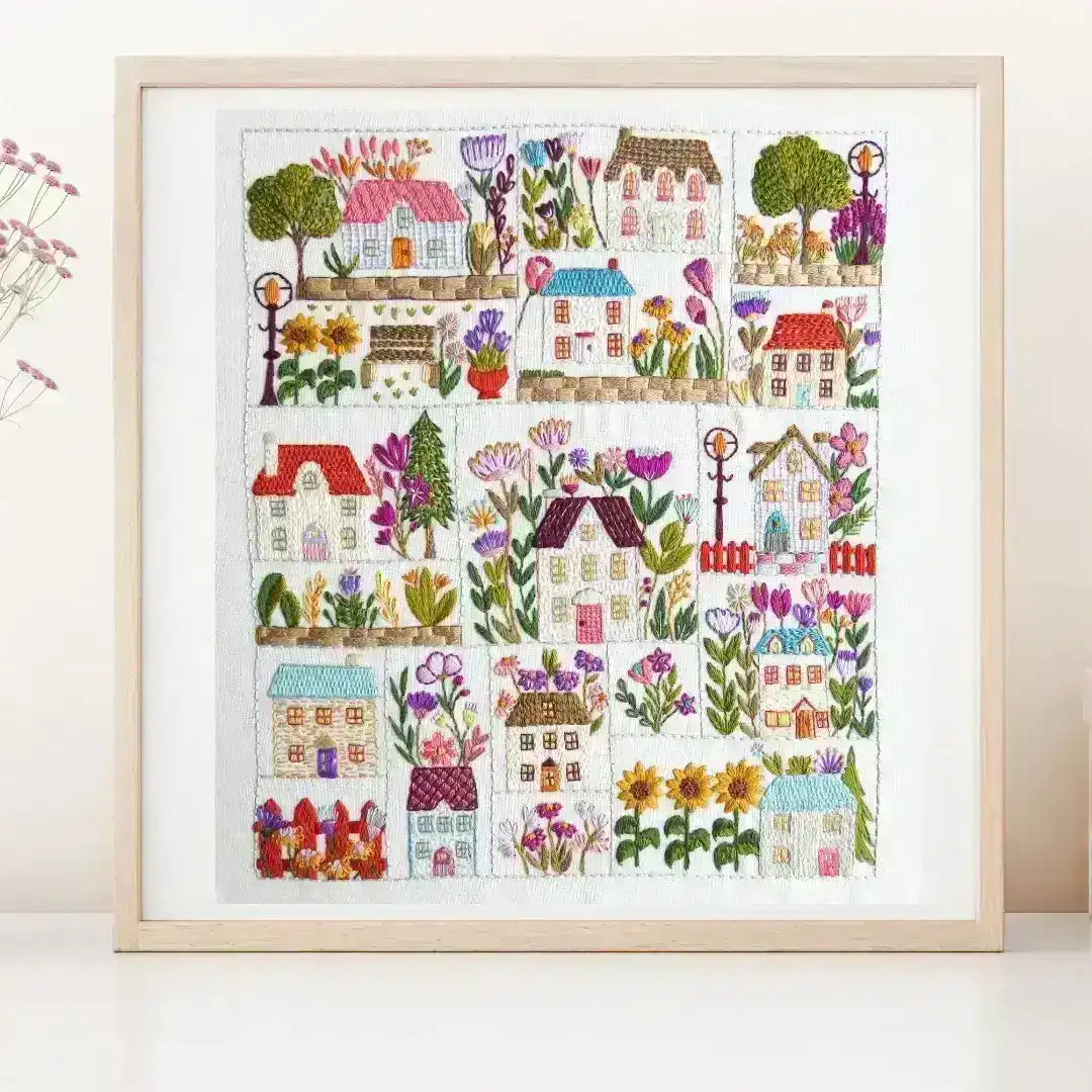 Village in Bloom SAL Embroidery Kit , Hand Embroidery Kit , StitchDoodles , Course, hand embroidery, hand embroidery hoop, hand embroidery kit, hand embroidery pattern, new, subscriptions, Thinkific , StitchDoodles , shop.stitchdoodles.com