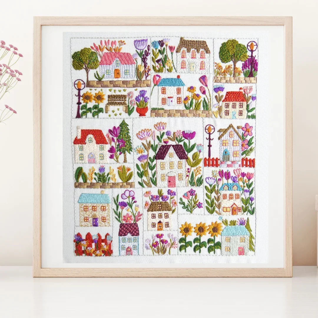 Village in Bloom SAL Embroidery Kit , Hand Embroidery Kit , StitchDoodles , Course, hand embroidery, hand embroidery hoop, hand embroidery kit, hand embroidery pattern, new, subscriptions, Thinkific , StitchDoodles , shop.stitchdoodles.com