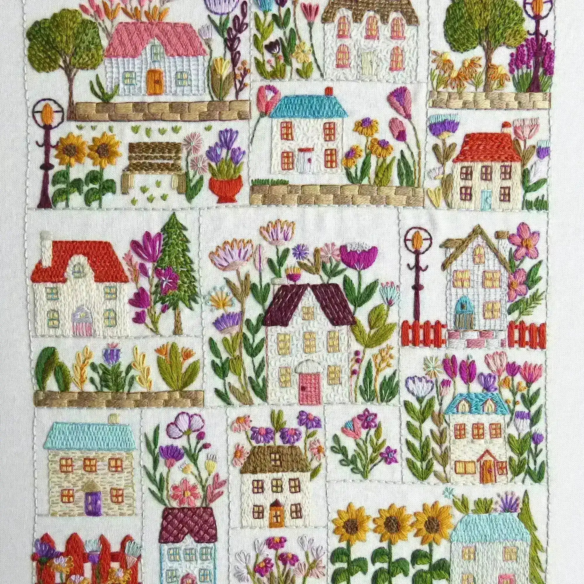 Village in Bloom SAL Embroidery Kit , Hand Embroidery Kit , StitchDoodles , Course, hand embroidery, hand embroidery hoop, hand embroidery kit, hand embroidery pattern, new, subscriptions, Thinkific , StitchDoodles , shop.stitchdoodles.com