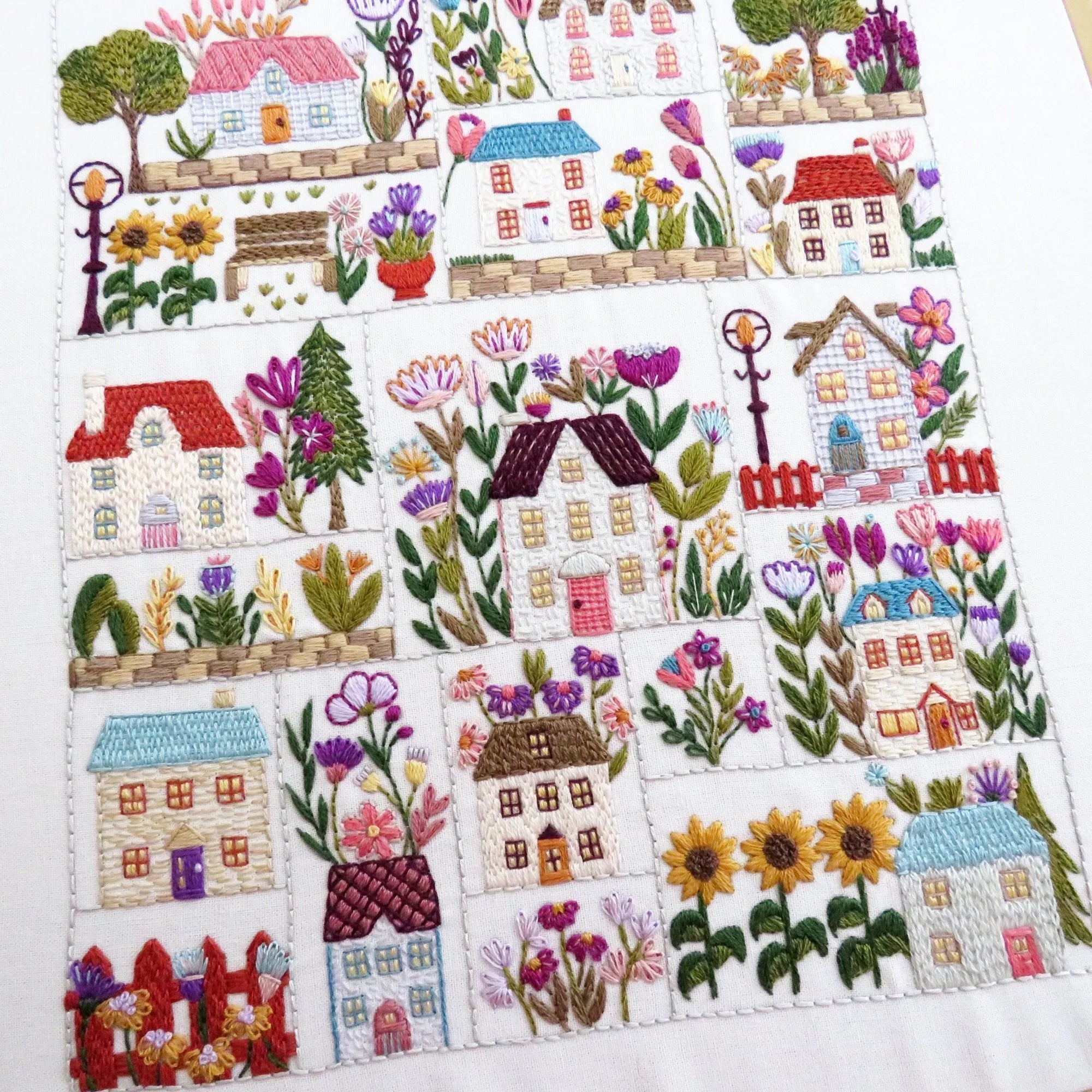 Village in Bloom SAL Embroidery Kit , Hand Embroidery Kit , StitchDoodles , Course, hand embroidery, hand embroidery hoop, hand embroidery kit, hand embroidery pattern, new, subscriptions, Thinkific , StitchDoodles , shop.stitchdoodles.com
