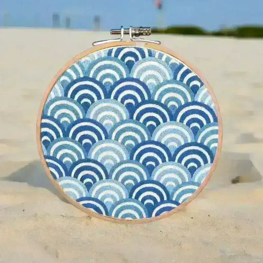 Waves, Pre Printed Embroidery Fabric Panel Pattern , Pre Printed Fabric Pattern , StitchDoodles , embroidery hoop kit, embroidery kit for adults, embroidery kit for beginners, embroidery kits for adults, embroidery kits for beginers, hand embroidery, hand embroidery kit, modern embroidery kits, PDF pattern , StitchDoodles , shop.stitchdoodles.com