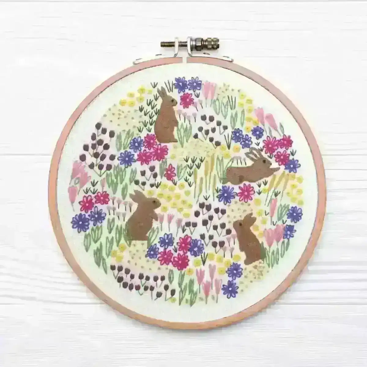 Wild Flowers and Rabbits Hand Embroidery Pattern , PDF Download , StitchDoodles , embroidery hoop kit, embroidery kit for adults, embroidery kit for beginners, embroidery kits for adults, embroidery kits for beginers, modern embroidery kits , StitchDoodles , shop.stitchdoodles.com