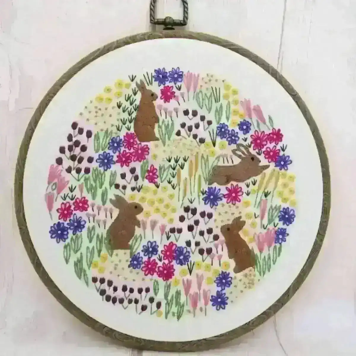 Wild Flowers and Rabbits Hand Embroidery Pattern , PDF Download , StitchDoodles , embroidery hoop kit, embroidery kit for adults, embroidery kit for beginners, embroidery kits for adults, embroidery kits for beginers, modern embroidery kits , StitchDoodles , shop.stitchdoodles.com