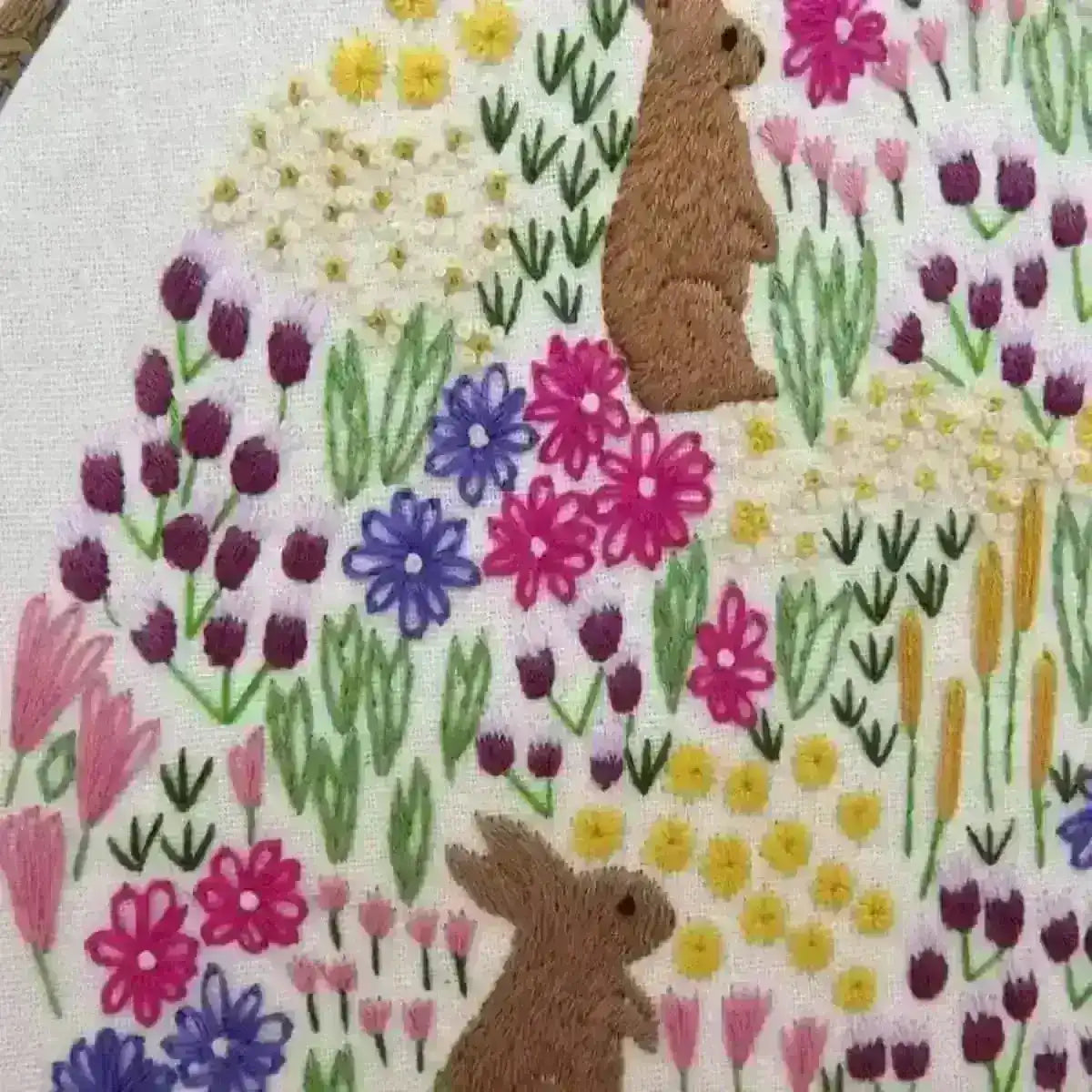 Wild Flowers and Rabbits Hand Embroidery Pattern , PDF Download , StitchDoodles , embroidery hoop kit, embroidery kit for adults, embroidery kit for beginners, embroidery kits for adults, embroidery kits for beginers, modern embroidery kits , StitchDoodles , shop.stitchdoodles.com